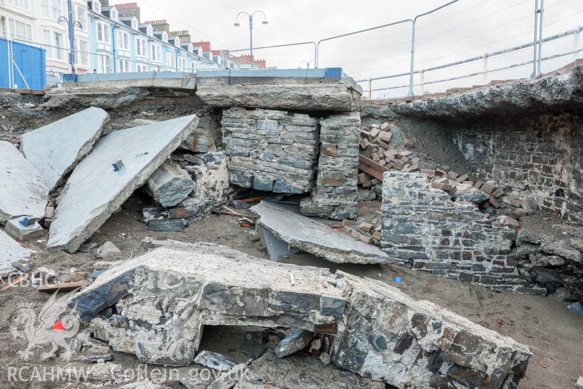 Detail of remains of former bath house from the north, ground level