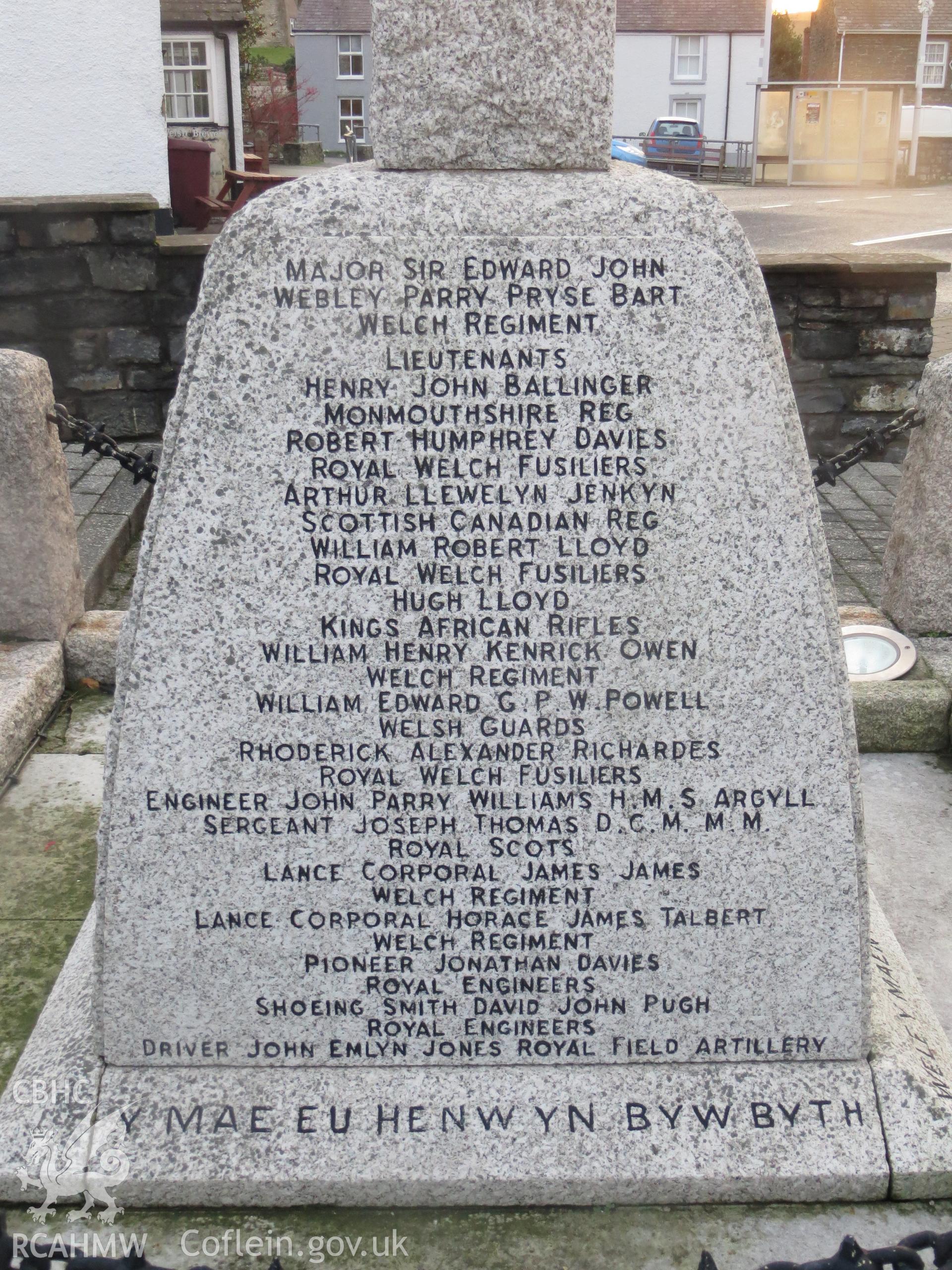 Plinth north-west face.