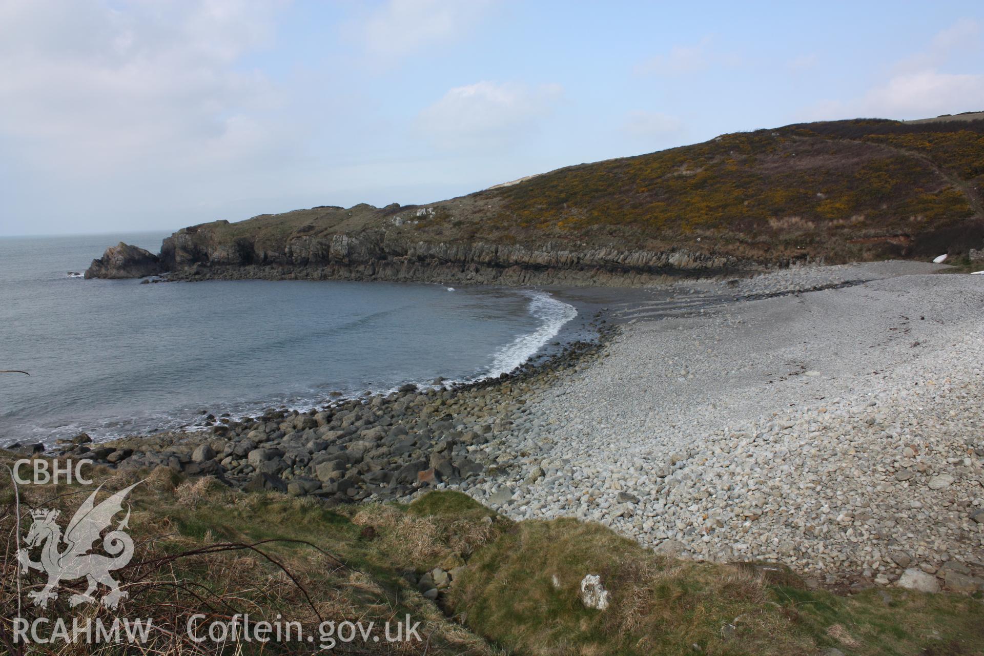 View across Aberbach to the Carreg Golchfa on the northern side