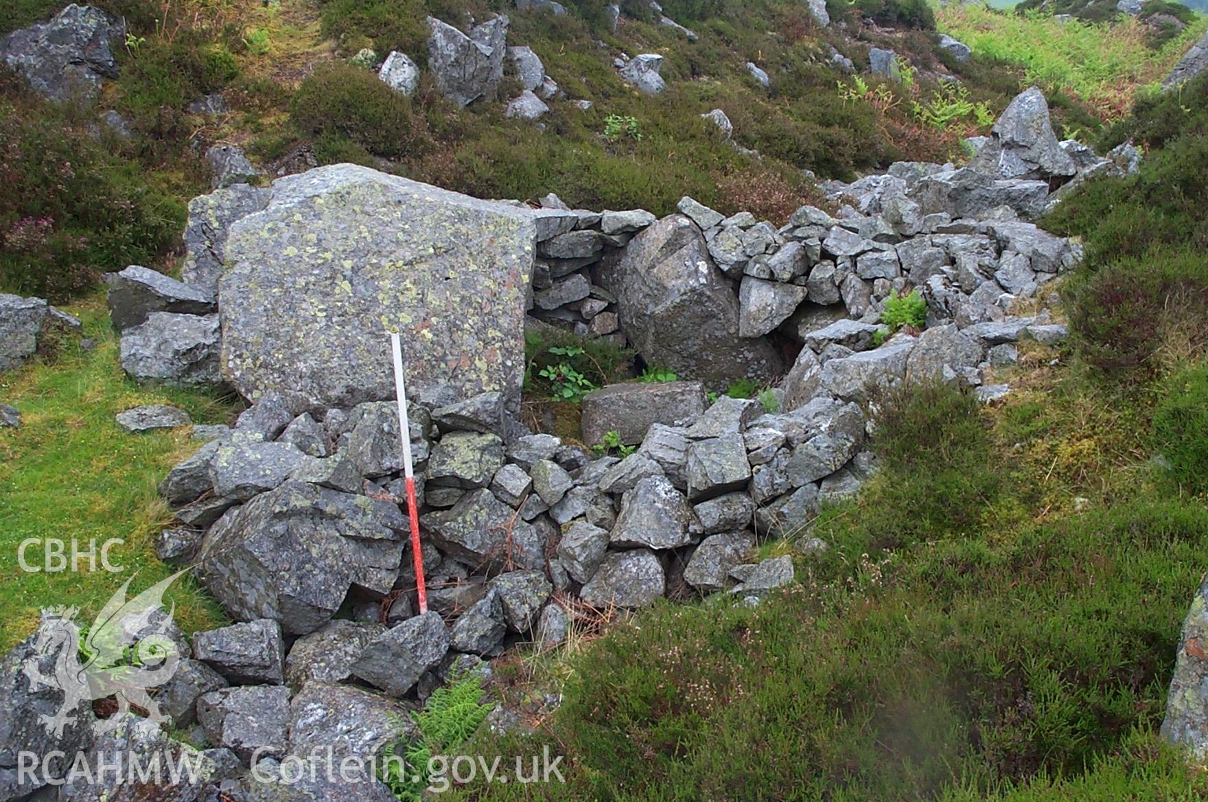 Digital photograph of Moel Sych Cairn taken on 28/04/2004 by Oxford Archaeology North during the Dyffryn Tanat Upland Survey