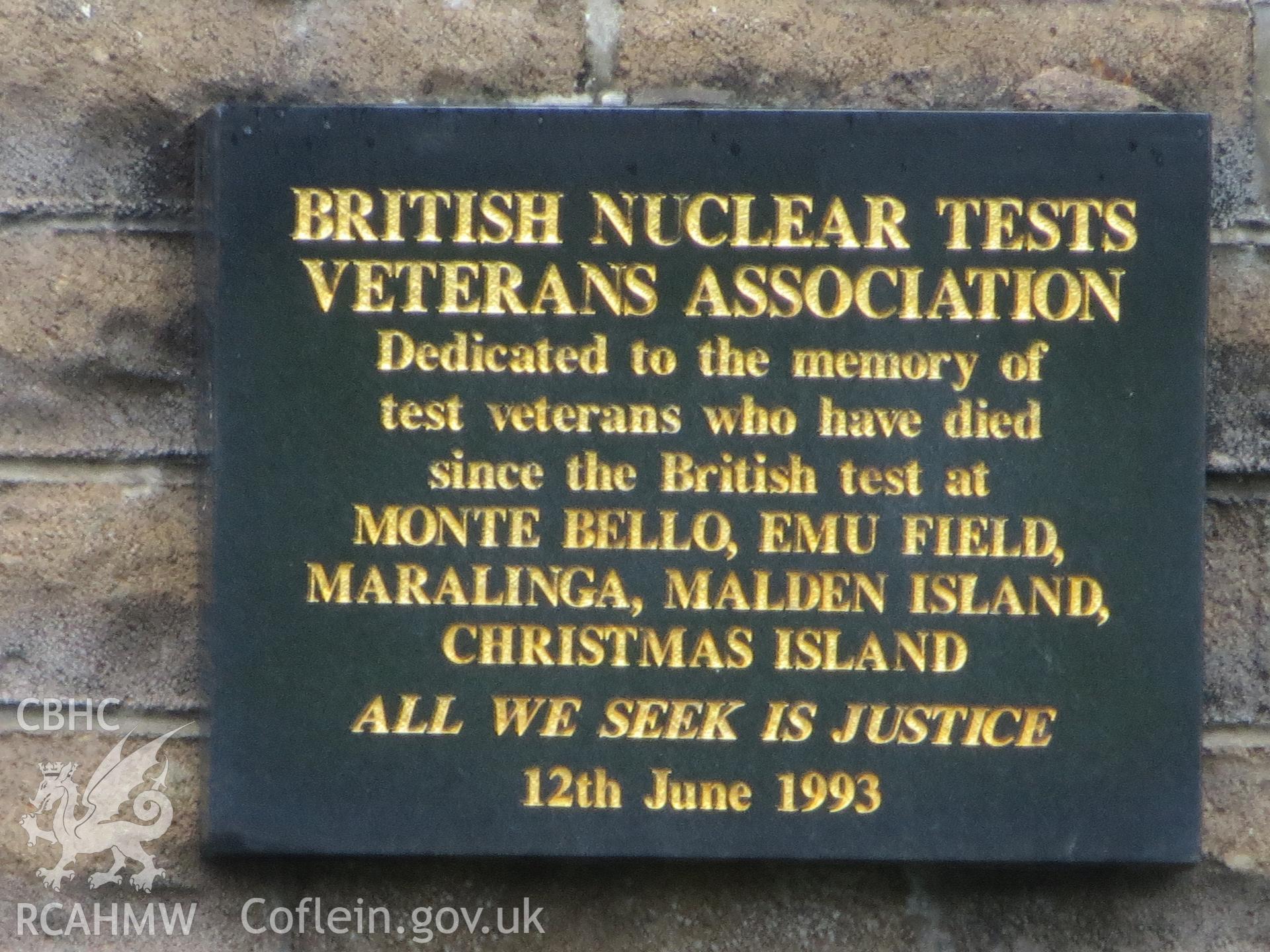 Nuclear test veterans memorial.