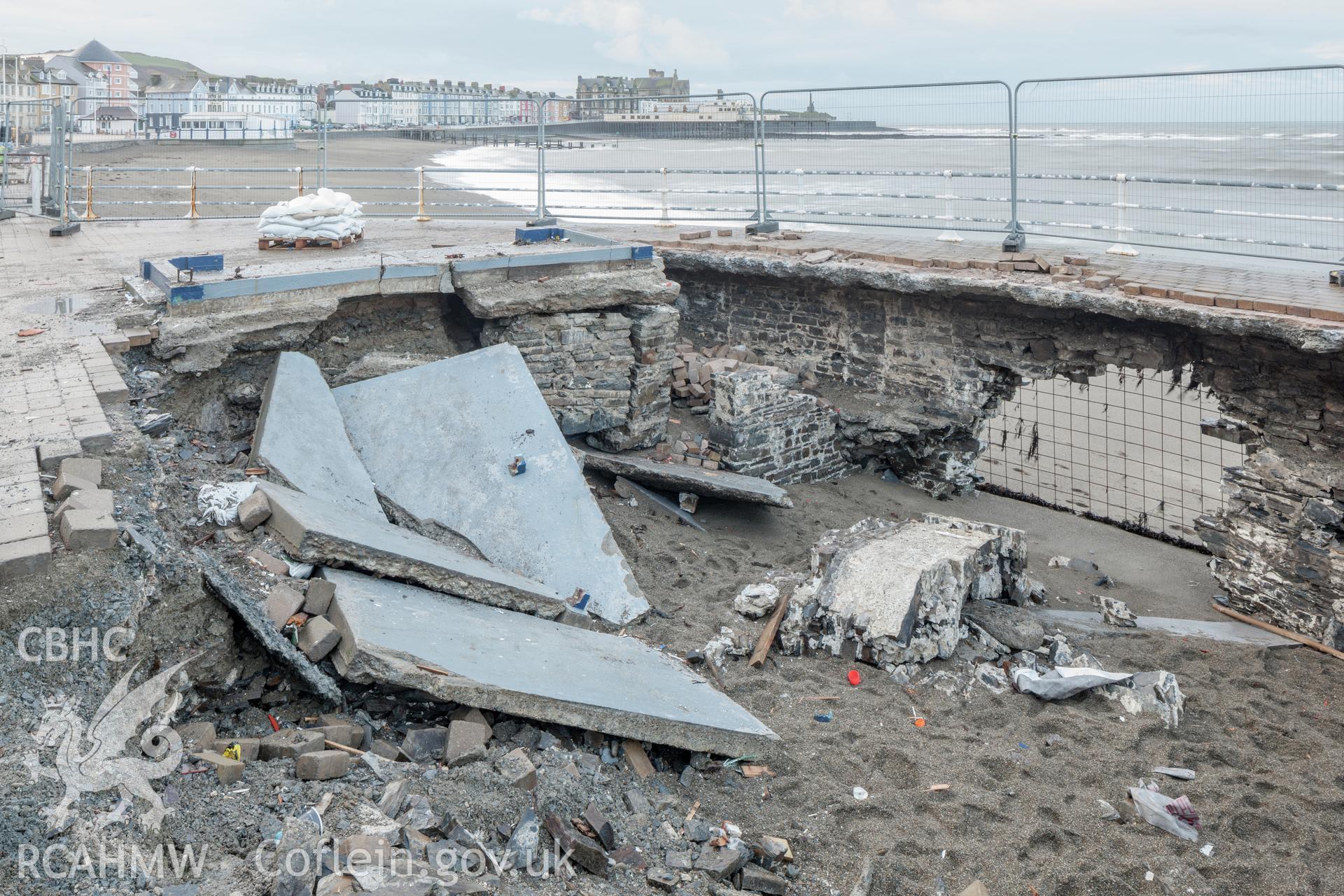 View of remains of former bath house from the north