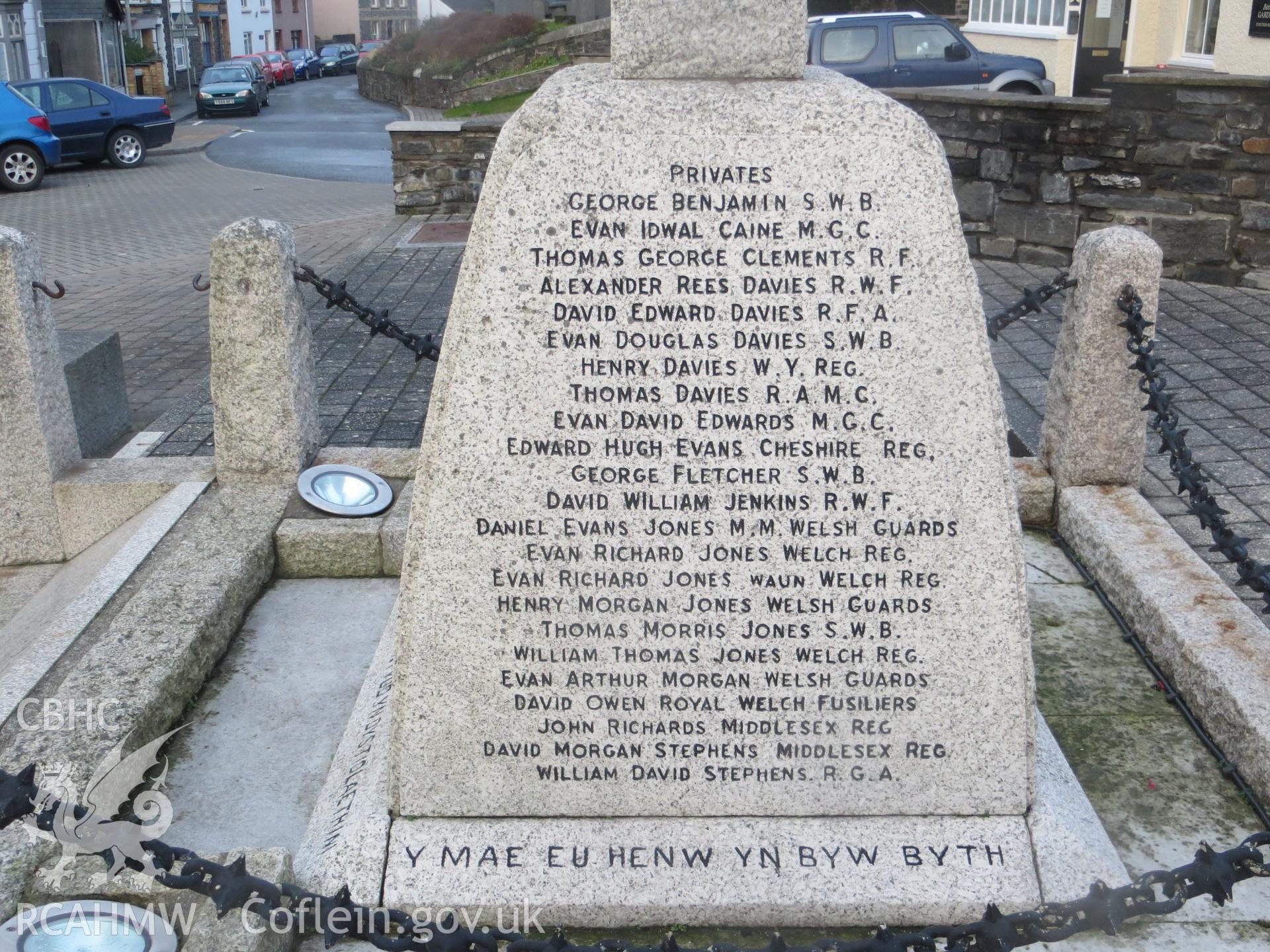 Plinth south-east face.