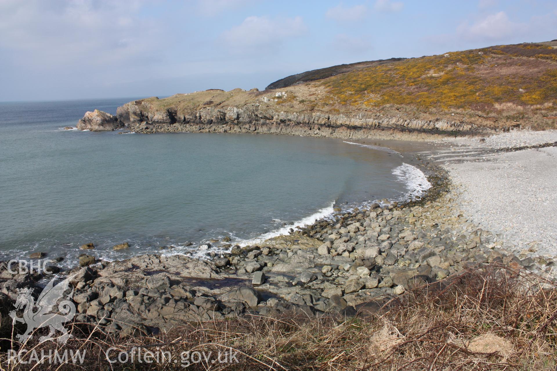 View of Aberbach looking northwards towards the Carreg Golchfa