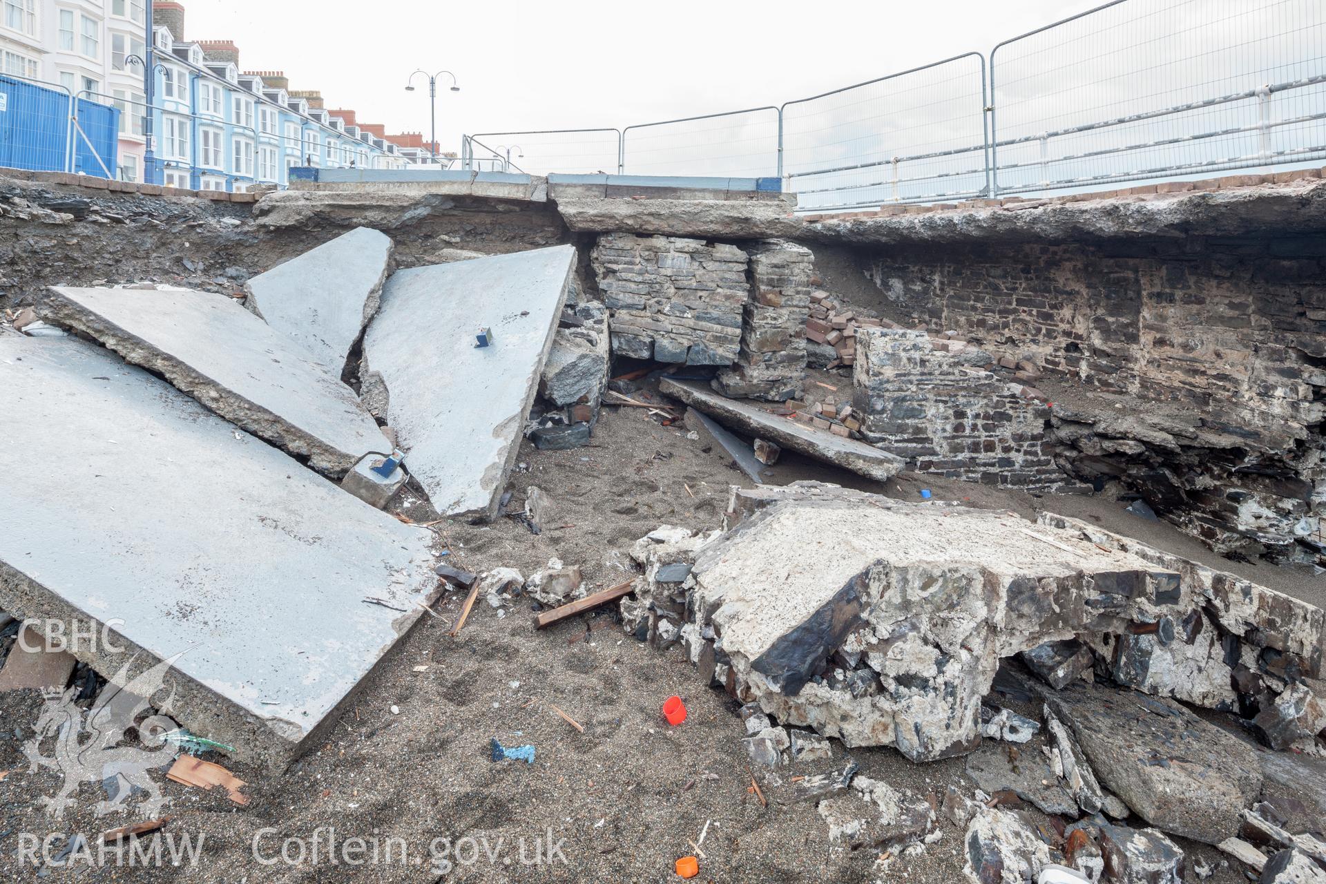 Detail of remains of former bath house from the north, ground level