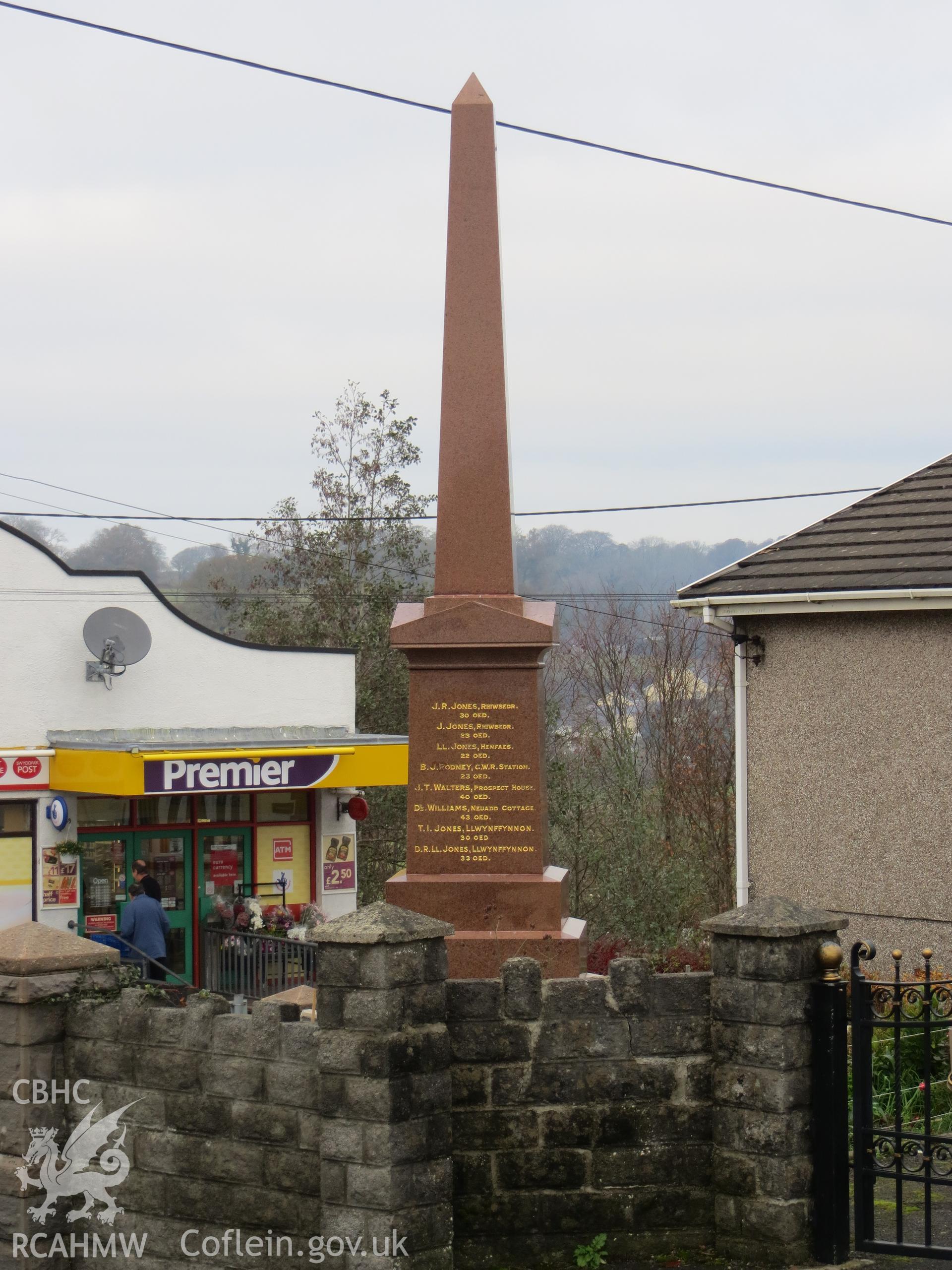 South-east face of monument.