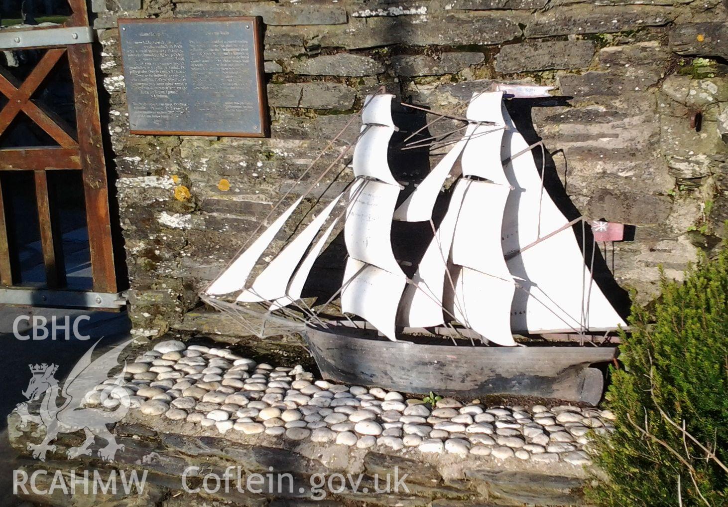 Model of the Gibbs Bright's steamship Royal Charter ontop of the memorial (see NPRN 426)