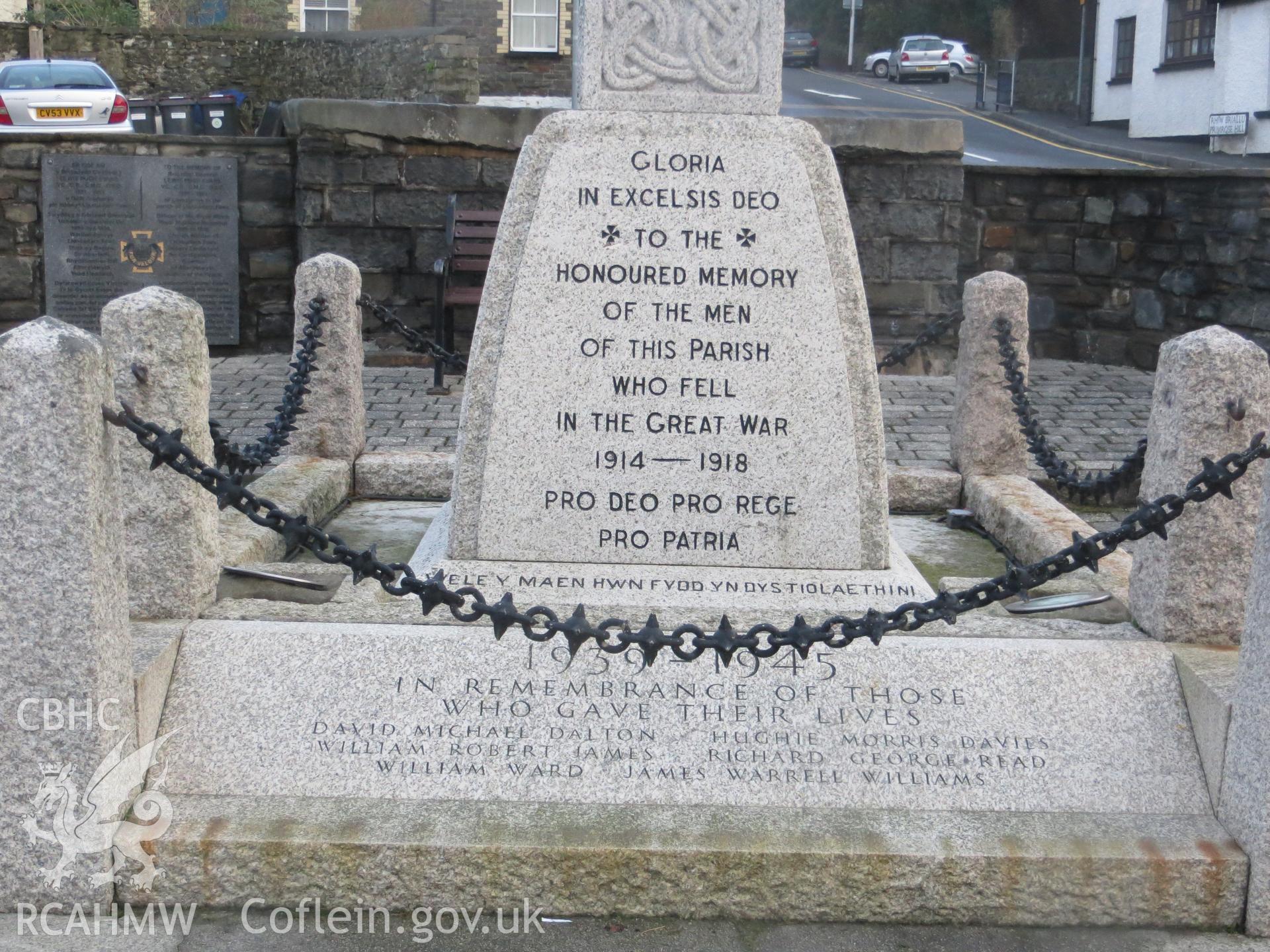 Dedications for both world wars.