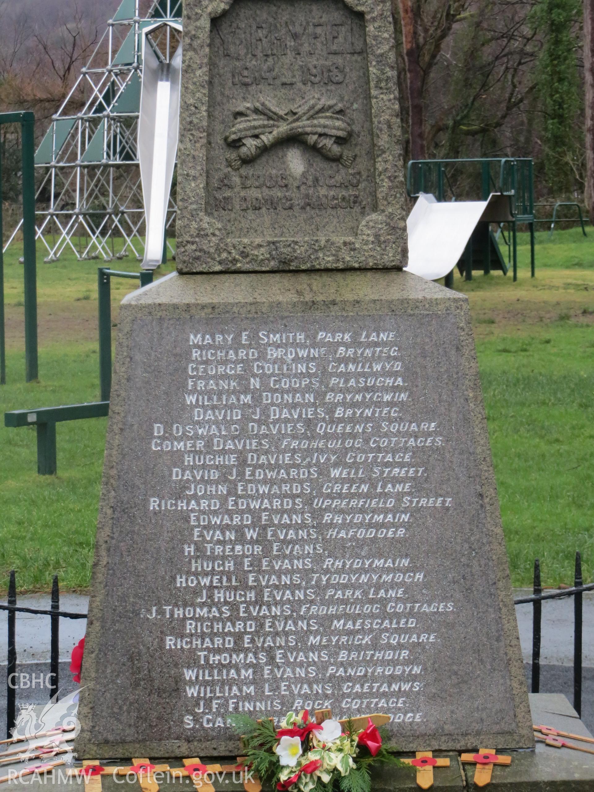 West face of pedestal.