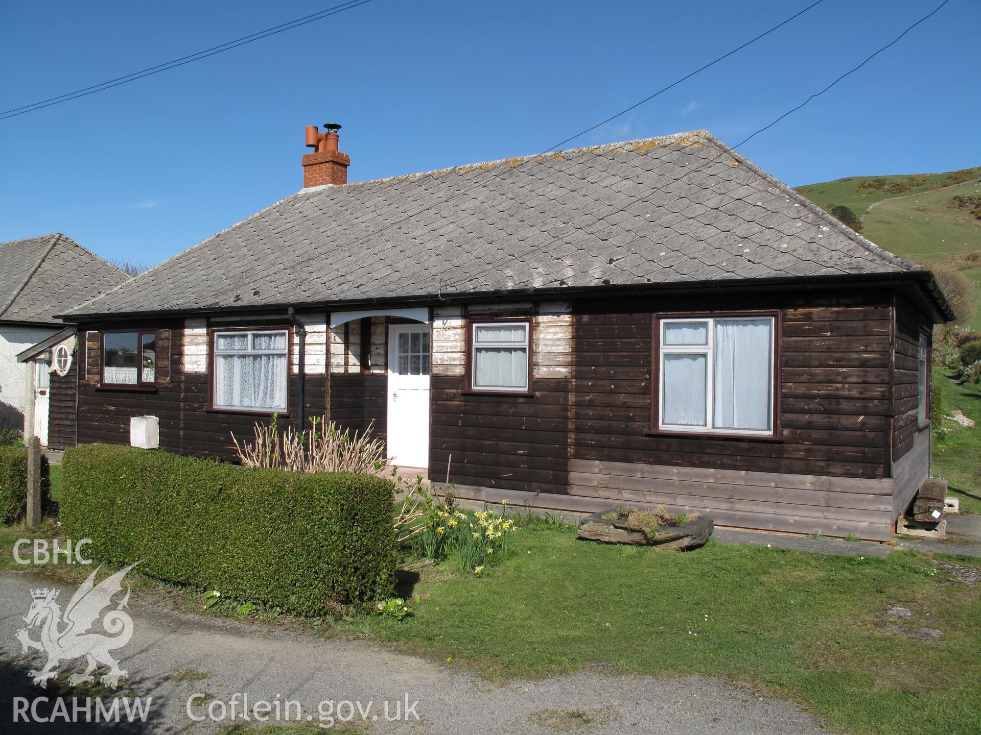 View of No.7 Marconi Bungalows, Tywyn, from the southwest.