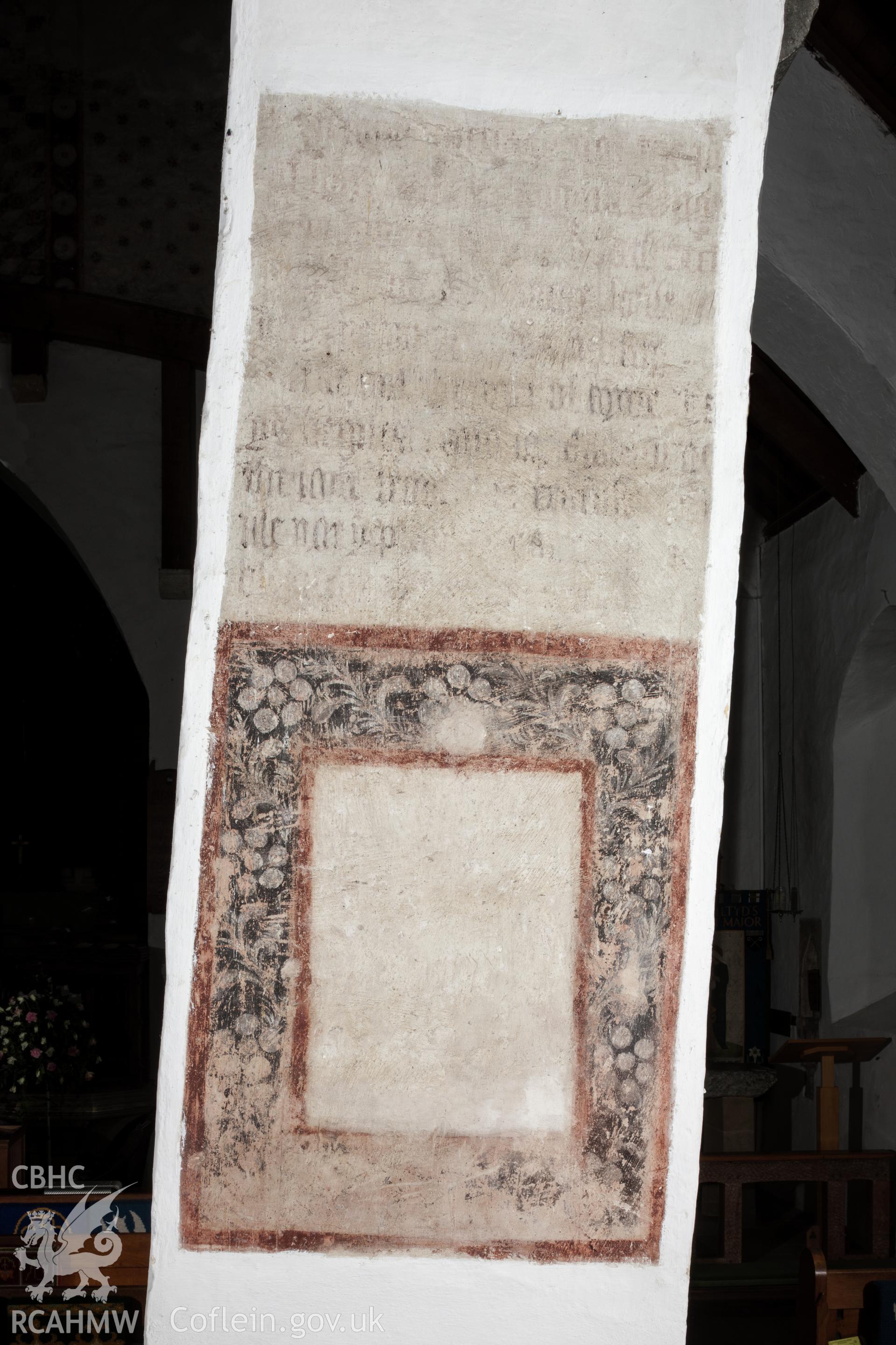 Wall painting decoration on pillar, south side of nave