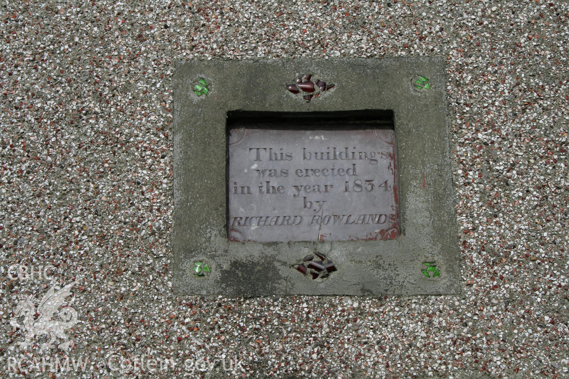 Detail of plaque on chapel house