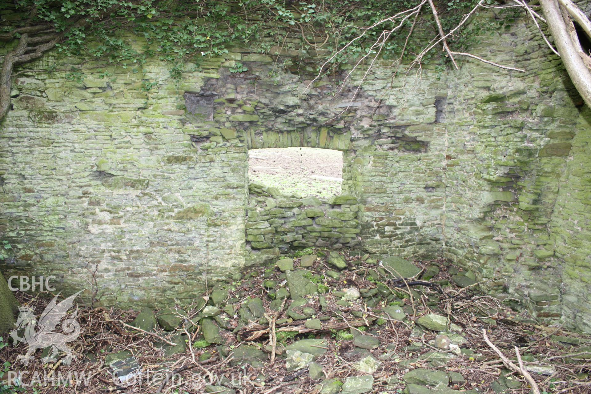 Plas y Bettws, Bridgend. Partially blocked window in west gable end.