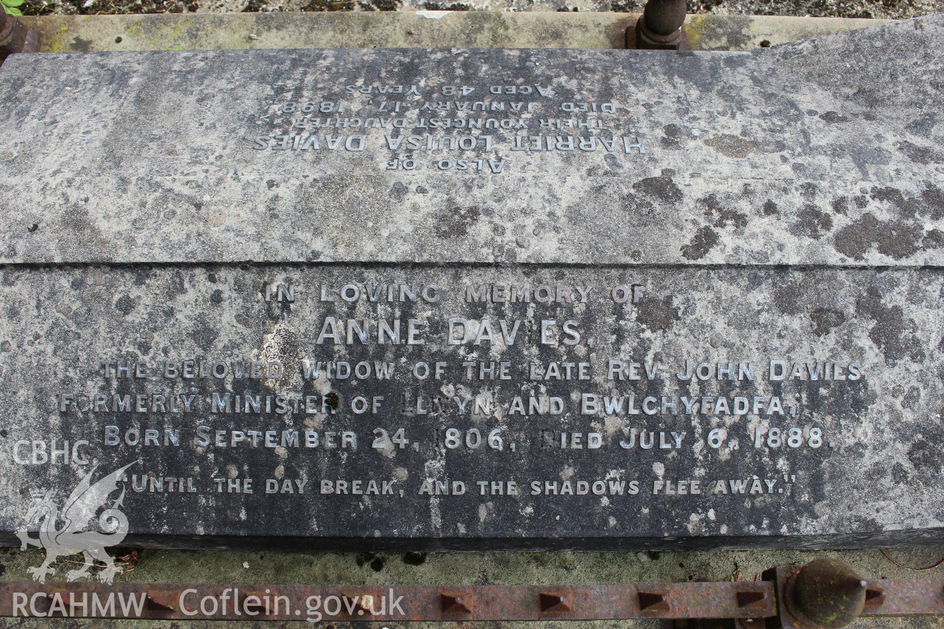 Gravestone of Anne & Harriet Louisa Davies