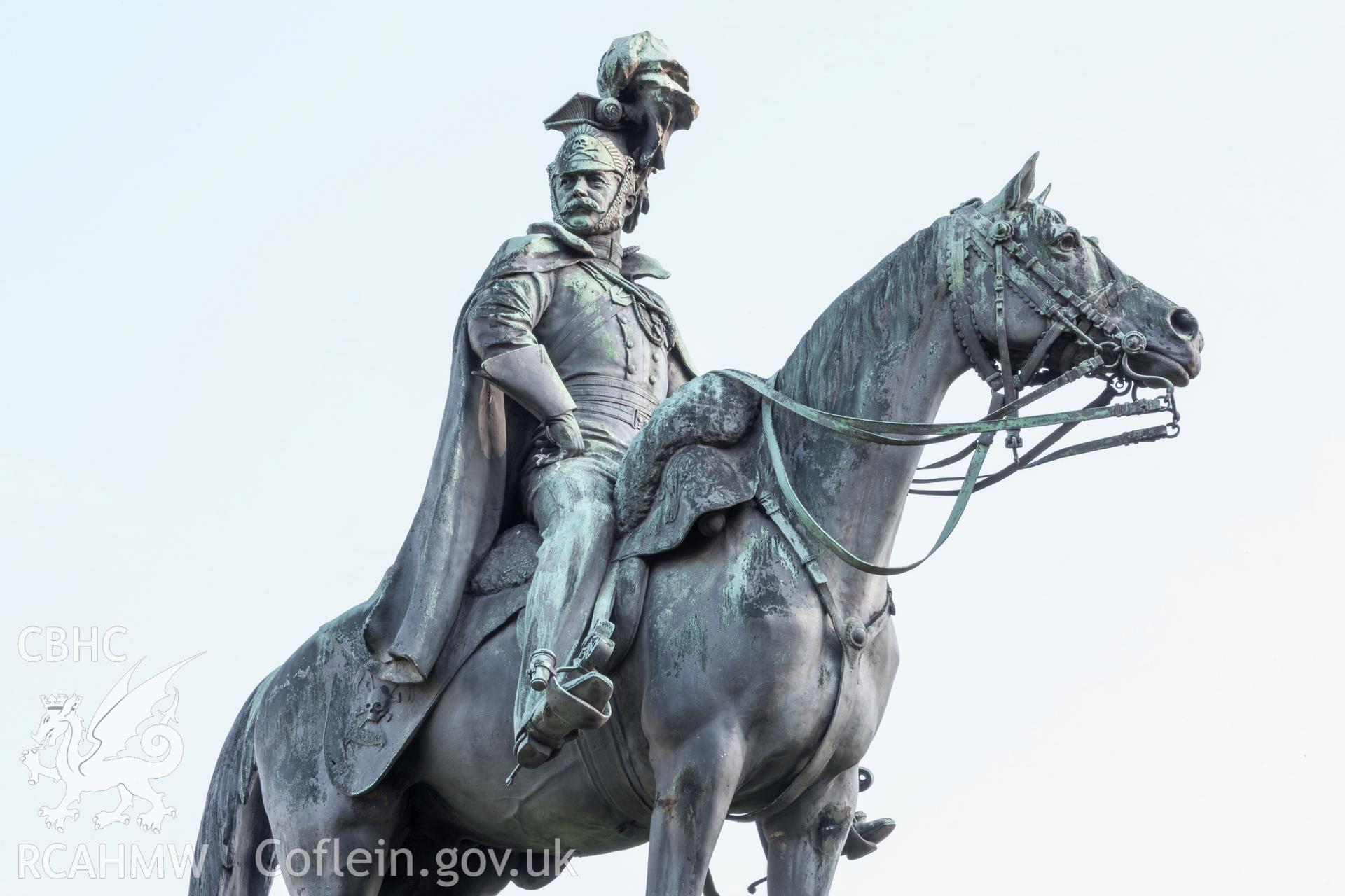 View from the southwest, detail of statue