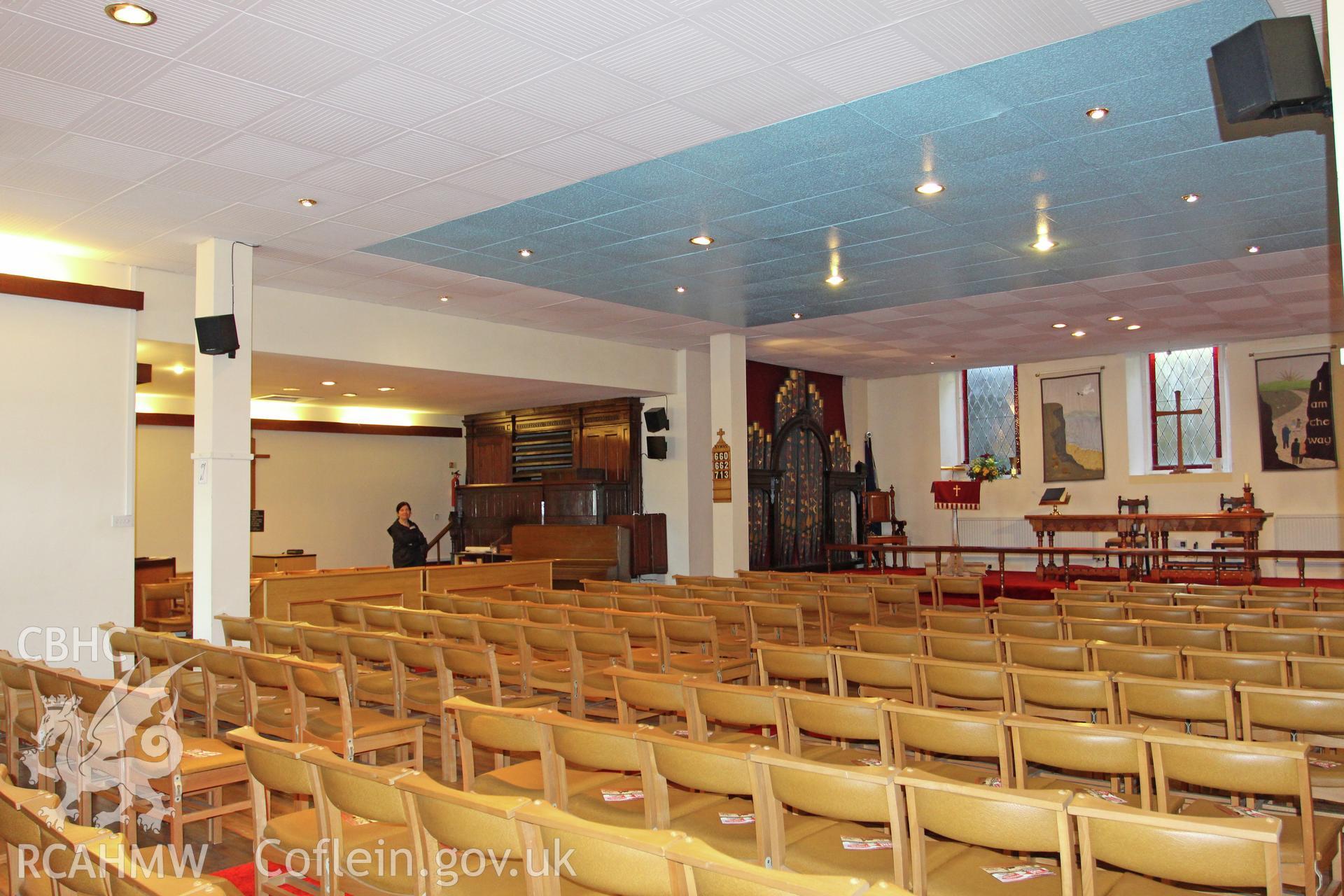 Interior of Bridgend English Wesleyan Methodist Chapel, ground floor looking south-west