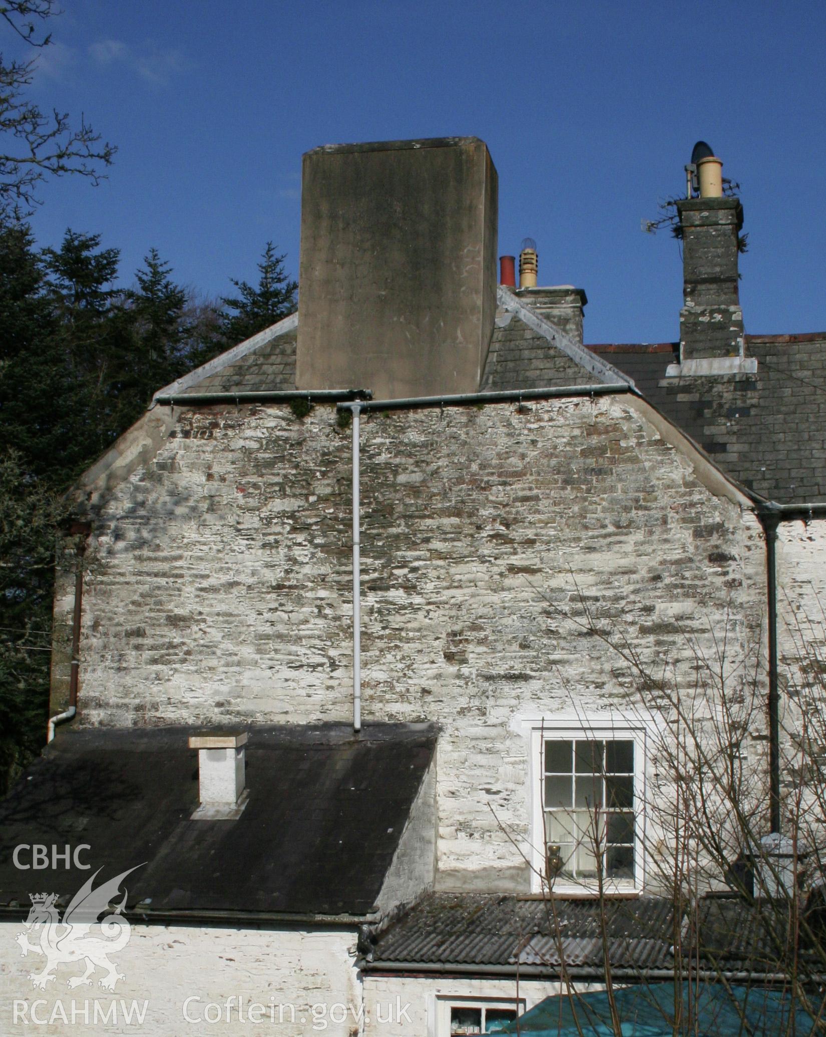 South elevation of north range showing original roofline