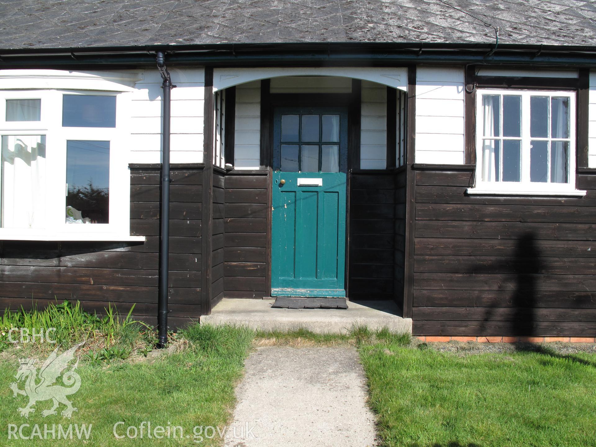 Main entrance of No.2 Marconi Bungalows, Tywyn.