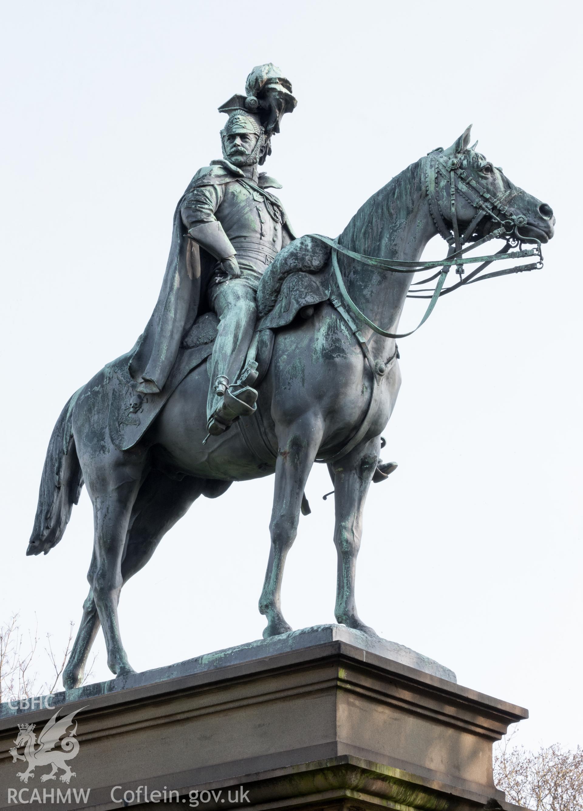 View from the southwest, detail of statue