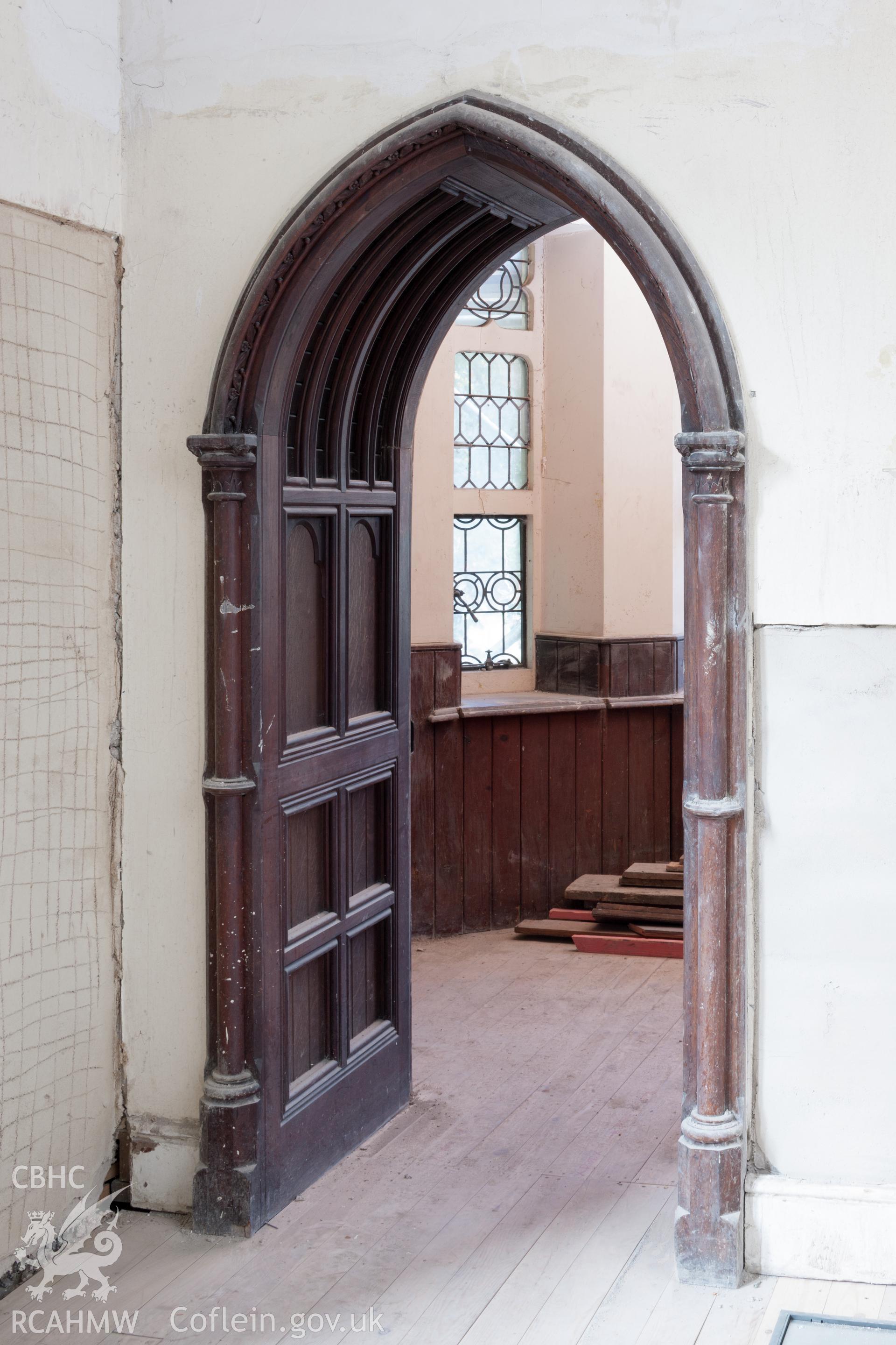 Detail of timber decorated door lining