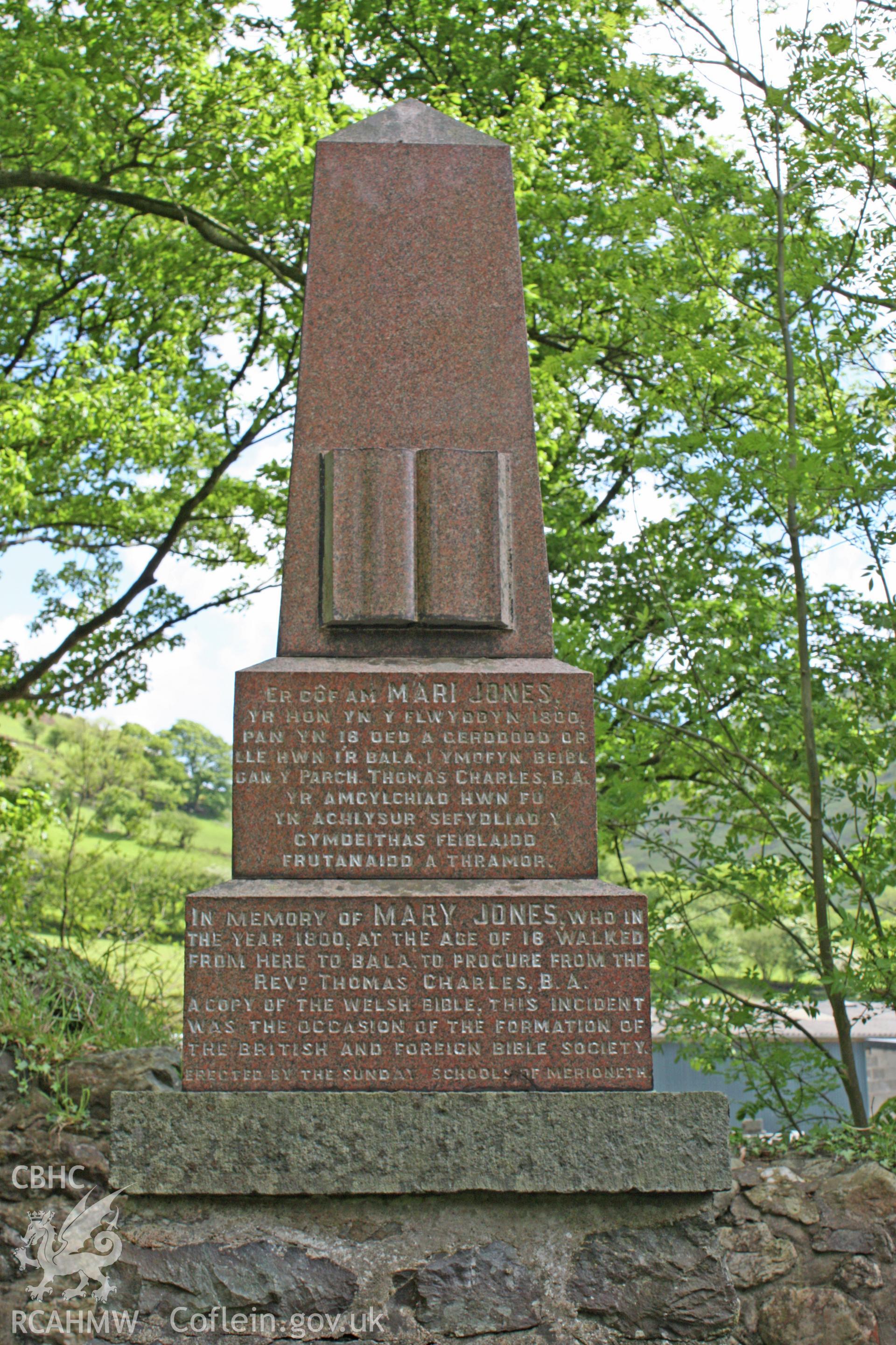 Detail of memorial to Mary Jones