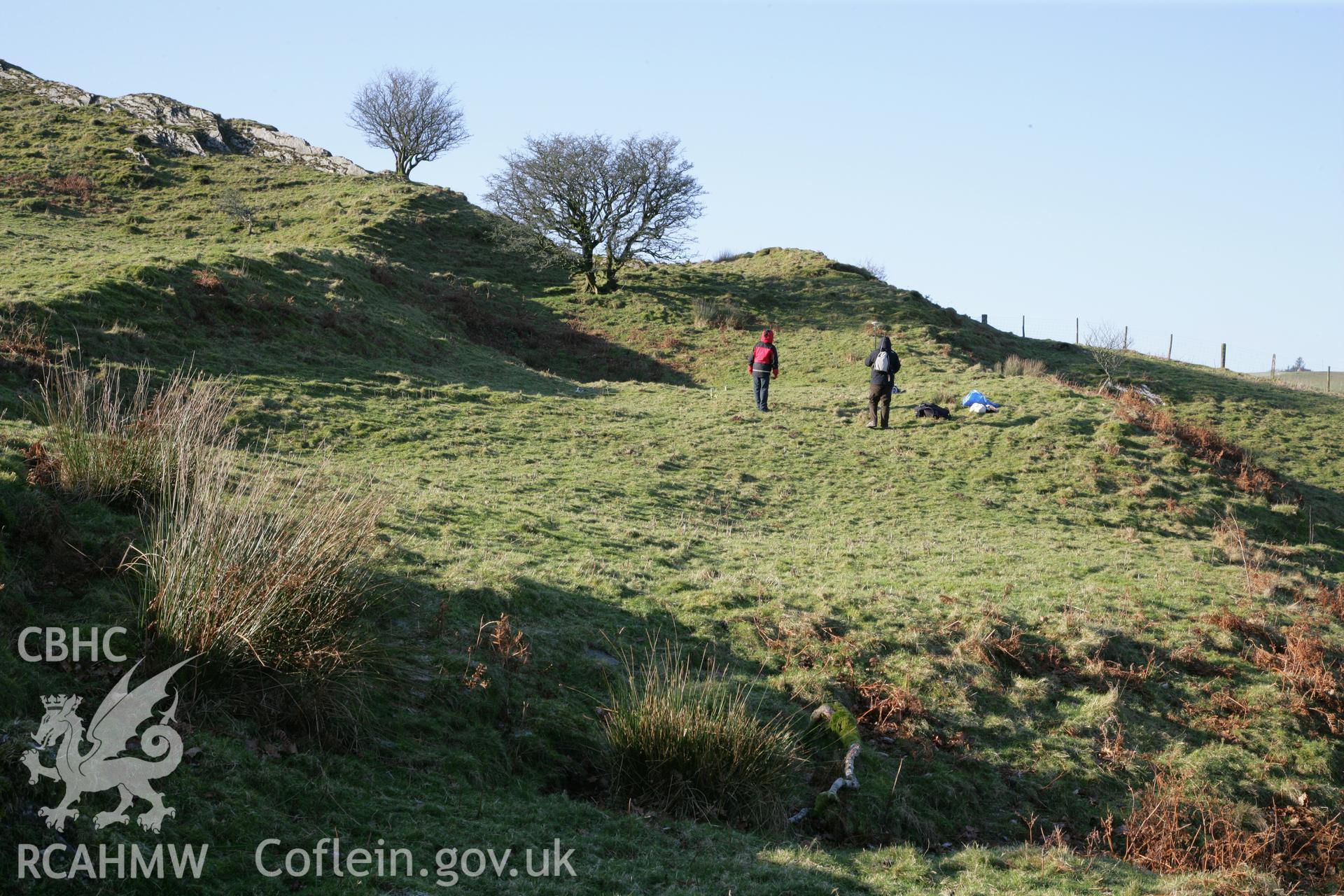 Castell Grogwynion hillfort, Royal Commission survey 2012, view of north terrace