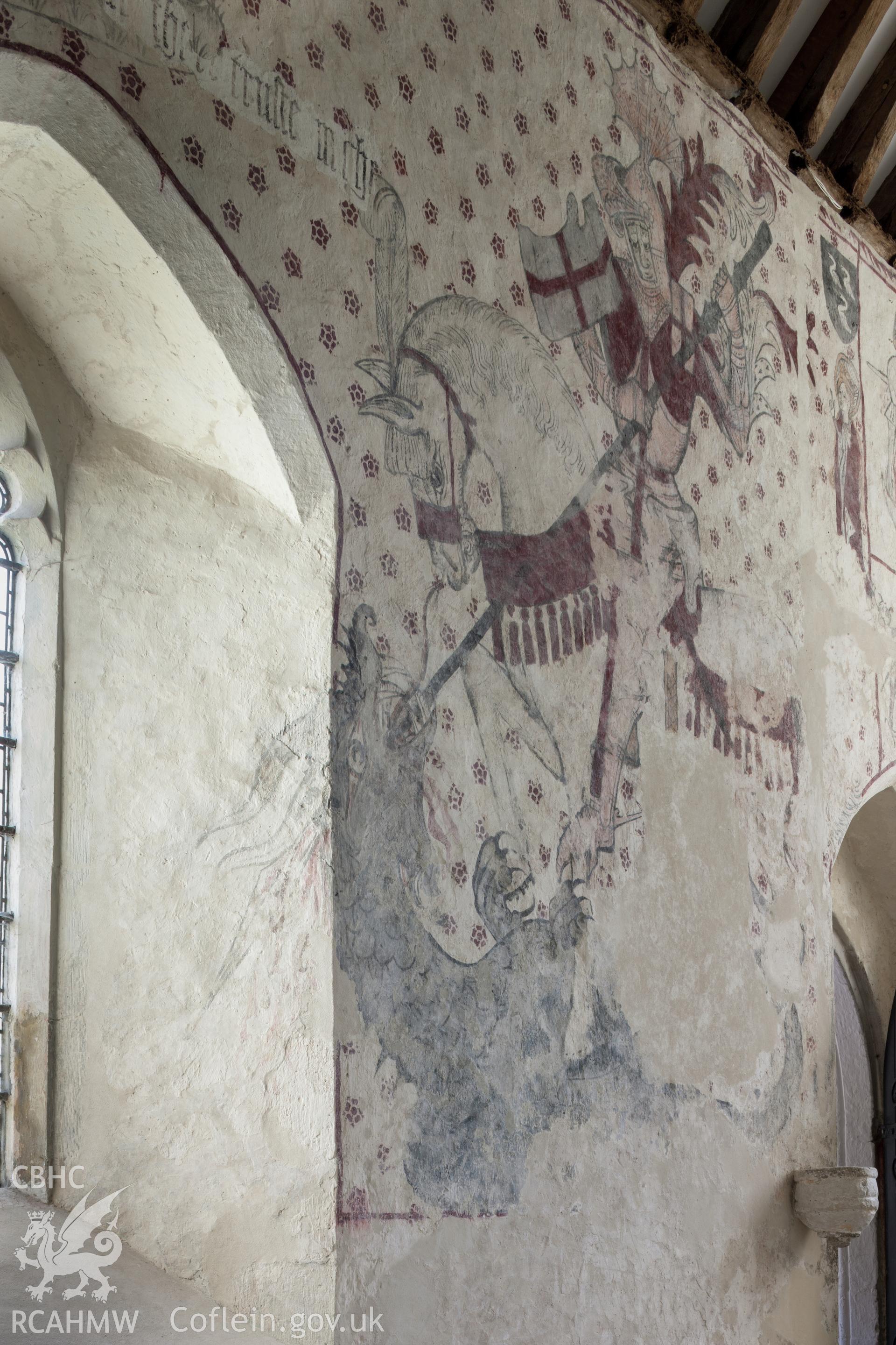 Wallpainting: detail of St George and the dragon