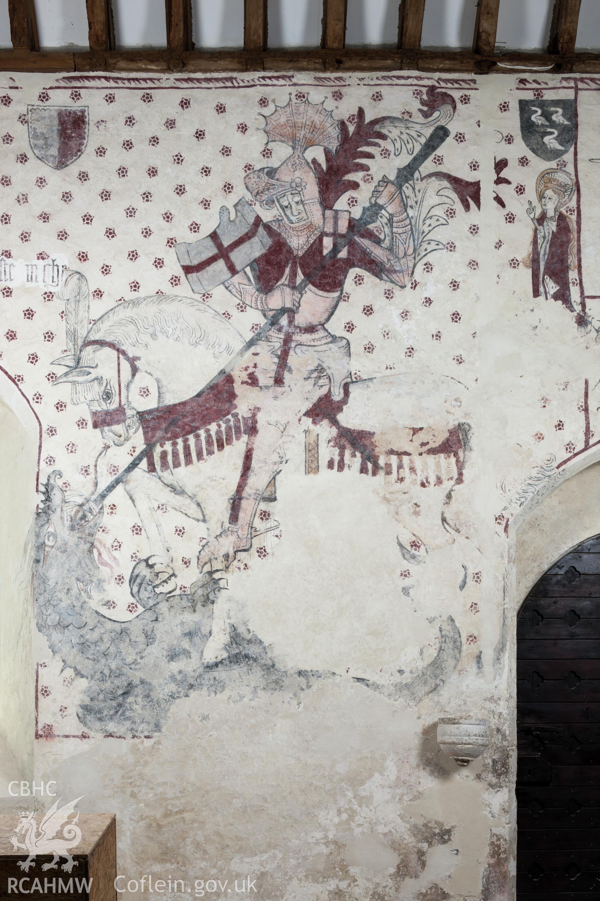 Wallpainting: detail of St George and the dragon