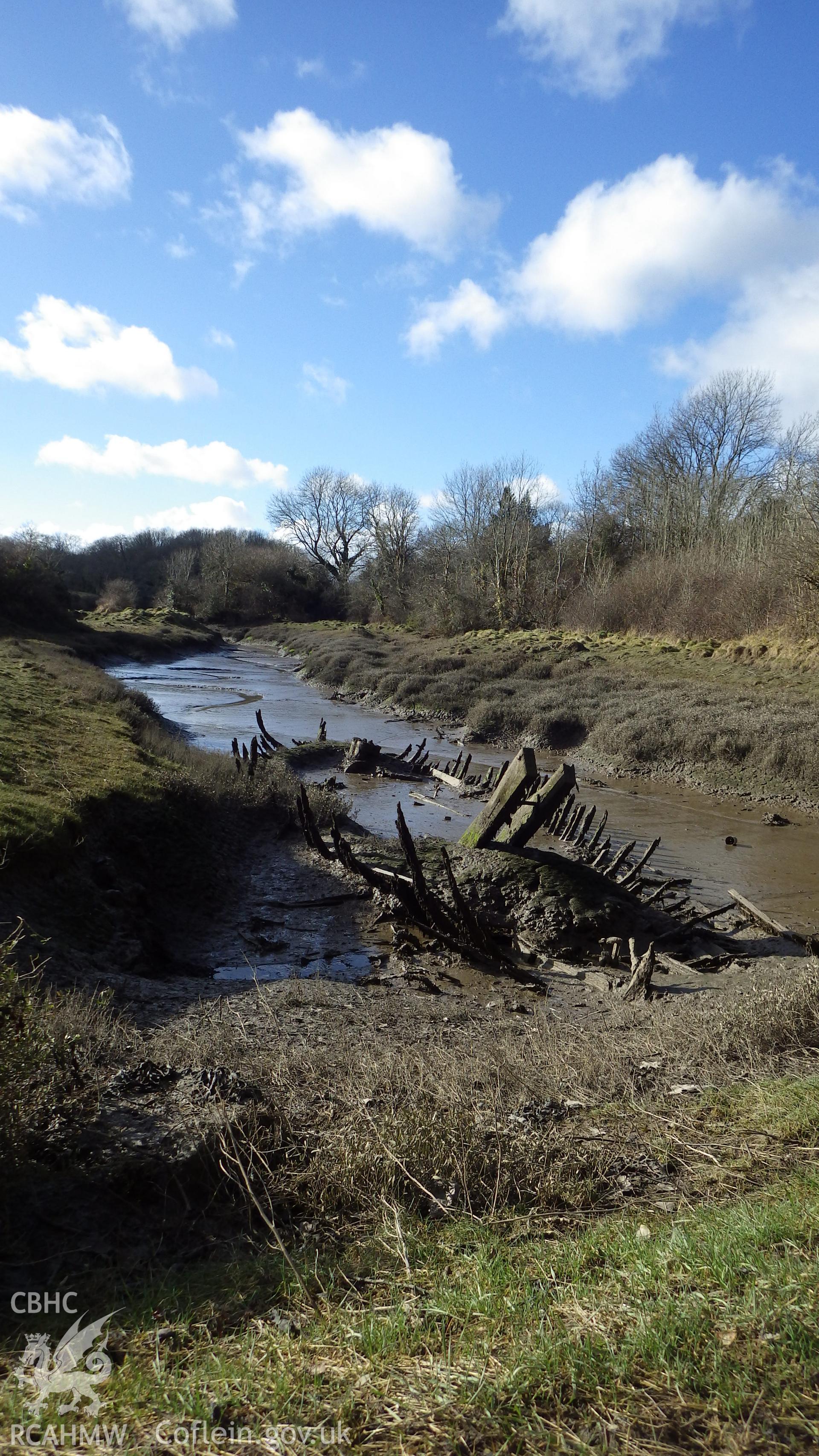 Hulk of BOY HARRY at the northeastern end of one of the channels cut to access The Gullum area of the quarry
