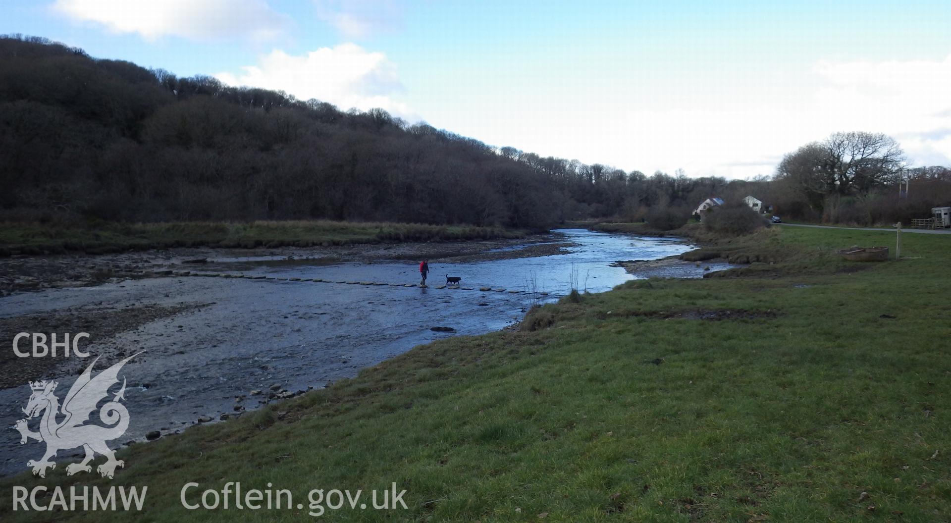 Stepping stones forming a crossing of the River Cresswell (viewed from south)