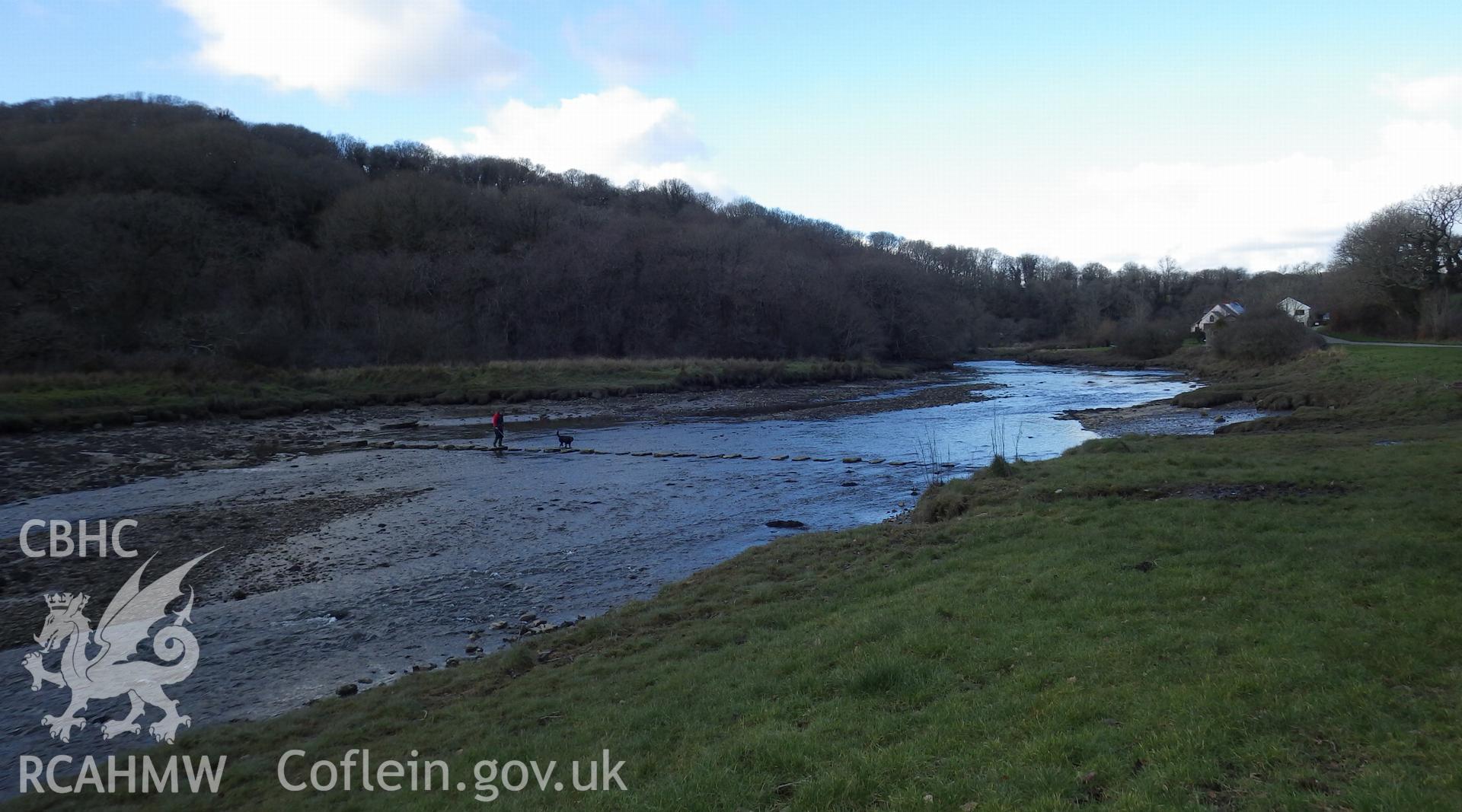Stepping stones forming a crossing of the River Cresswell (viewed from the south)