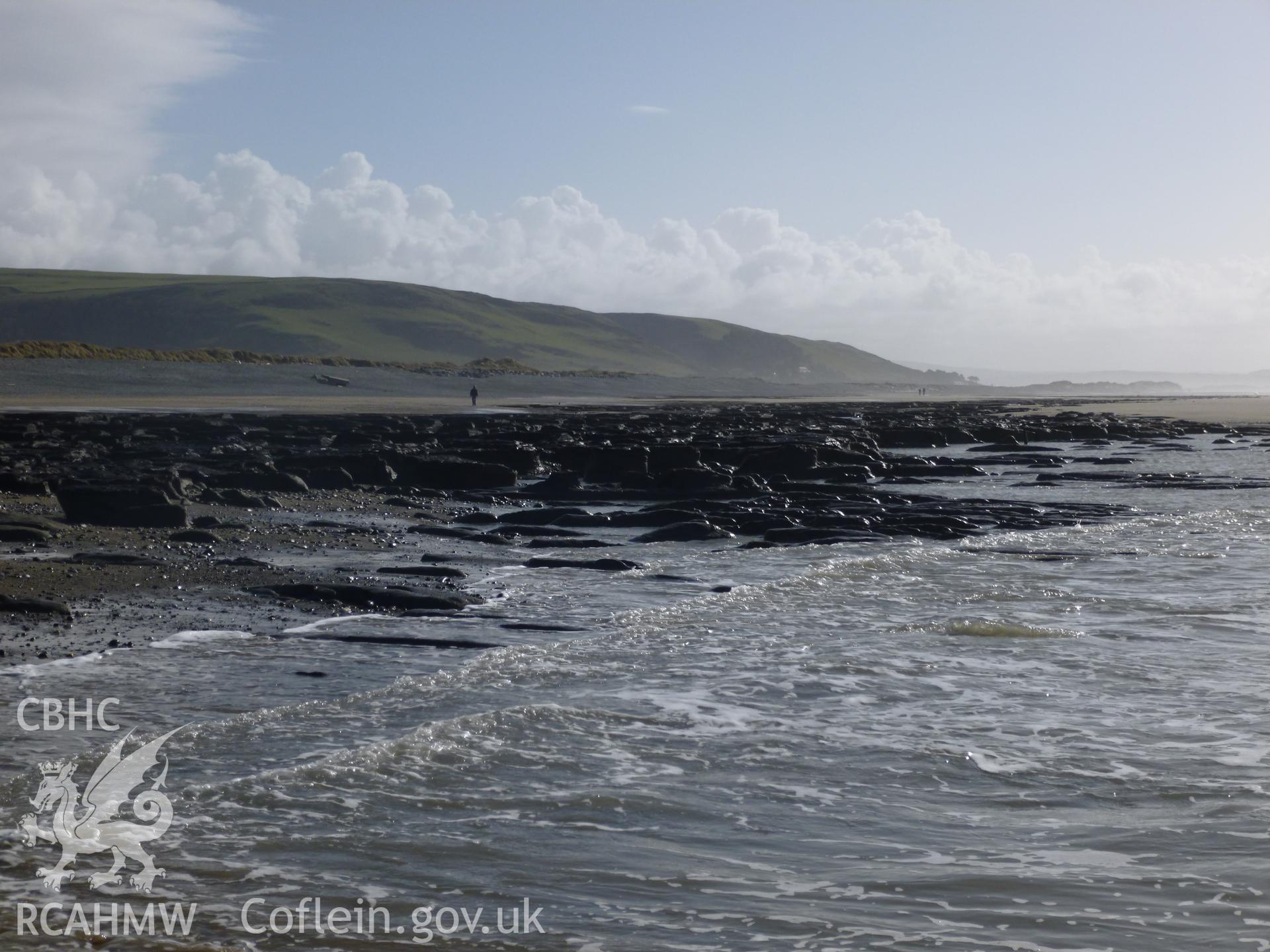 Expanse of peat exposure looking south