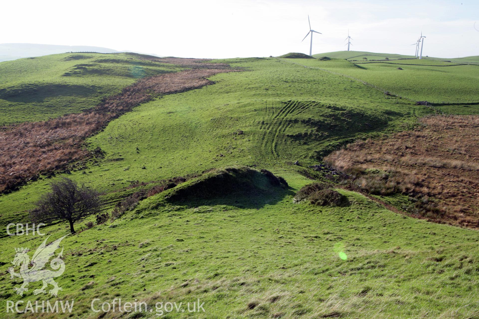 Pen Dinas, Elerch hillfort, view looking south over main gateway