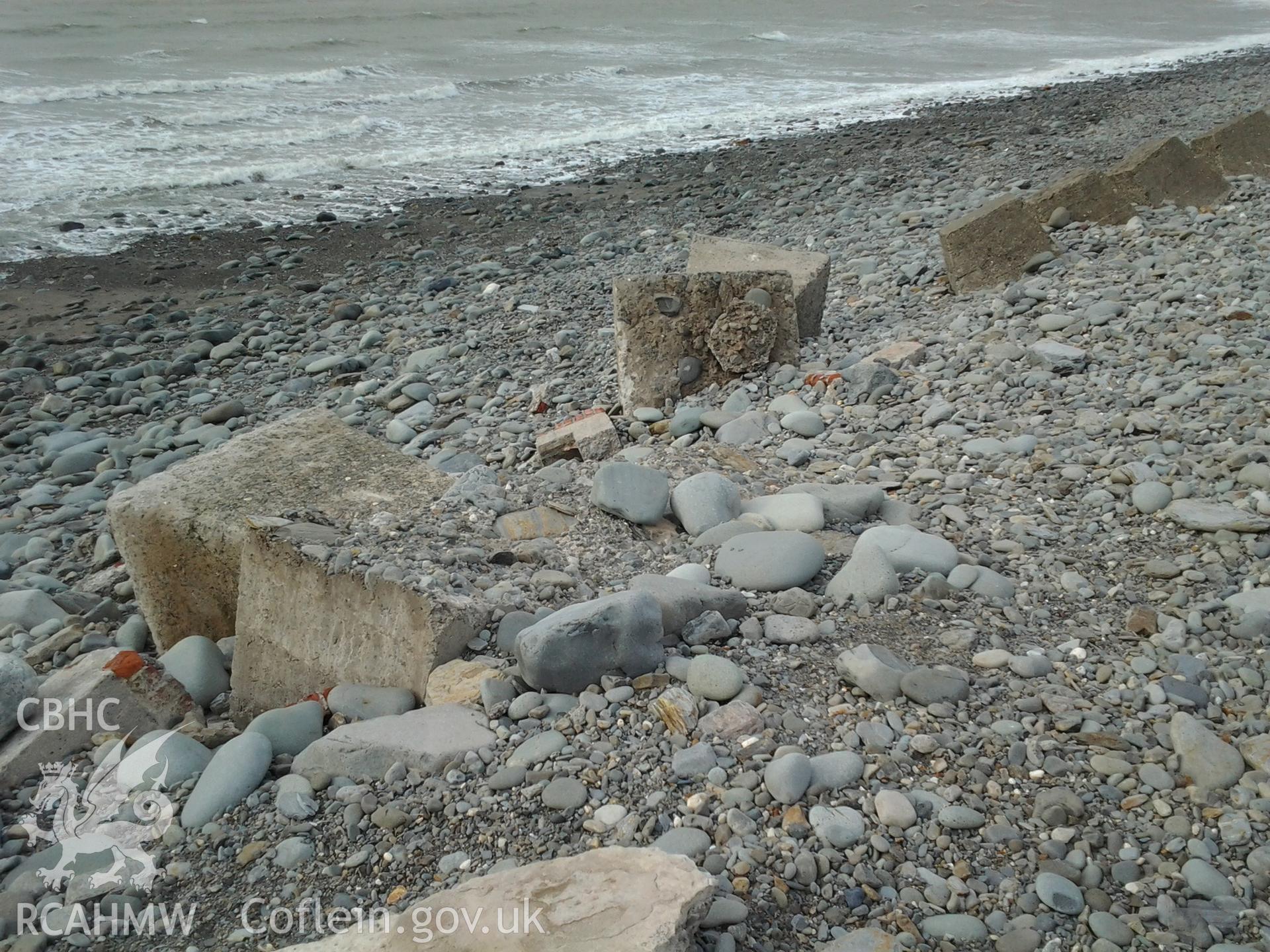 Former location of type FW3/24 pillbox NPRN 270353 with fragments including parts of the concrete and firing loops