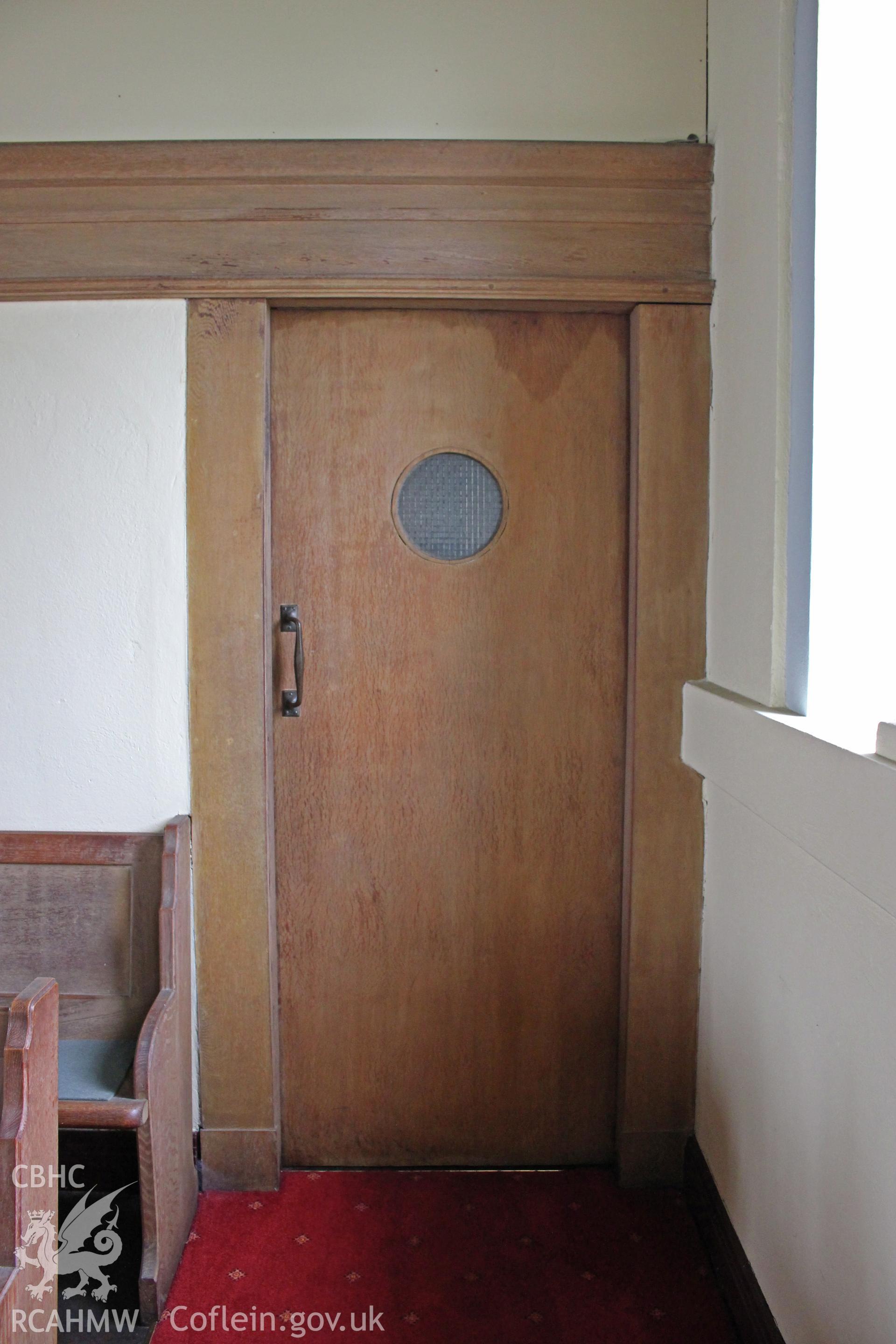 Interior of Baptist Chapel, Ruthin detail of door to vestibule