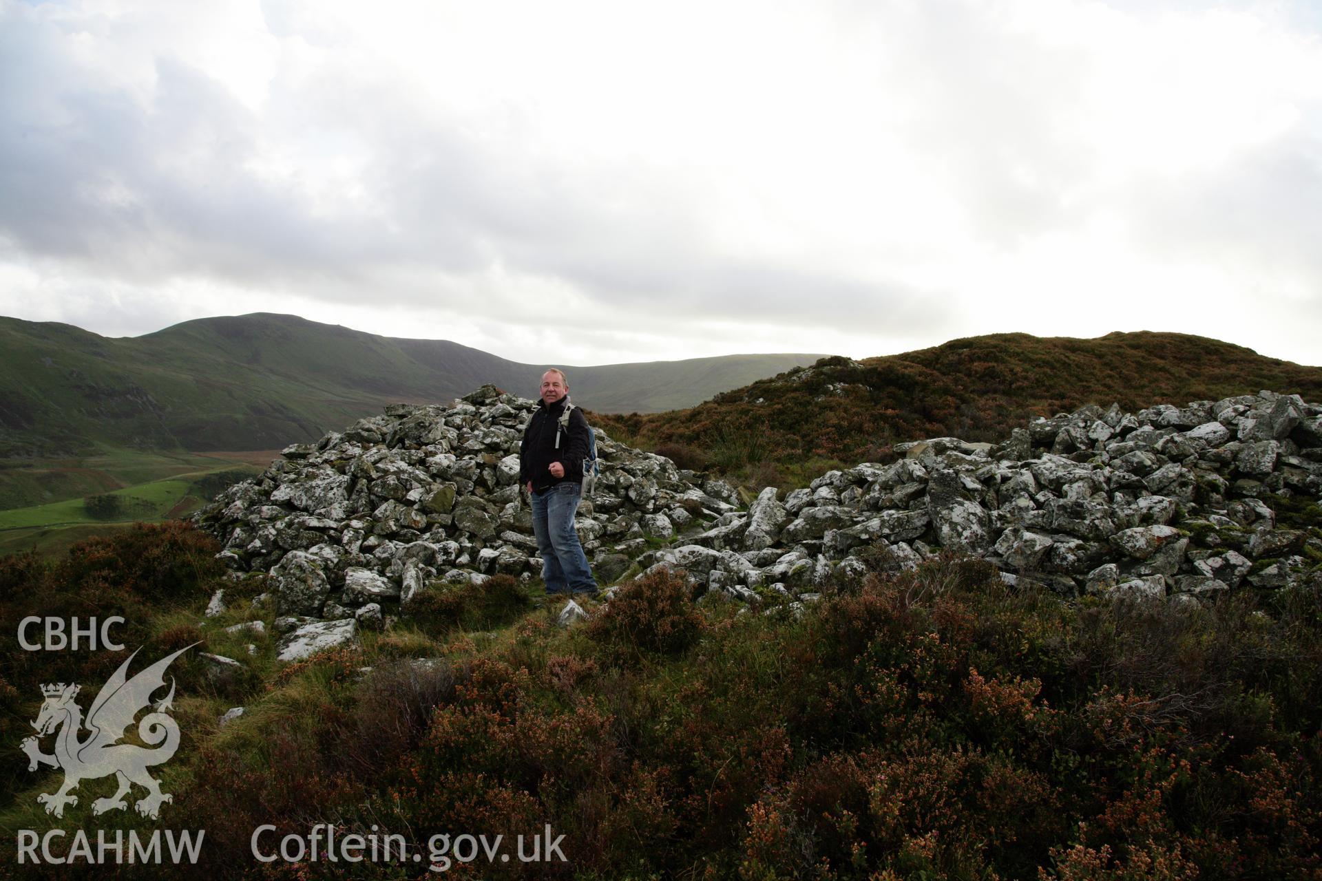 Pared y Cefnhir hillfort, view of main eastern gateway terminals with figure for scale