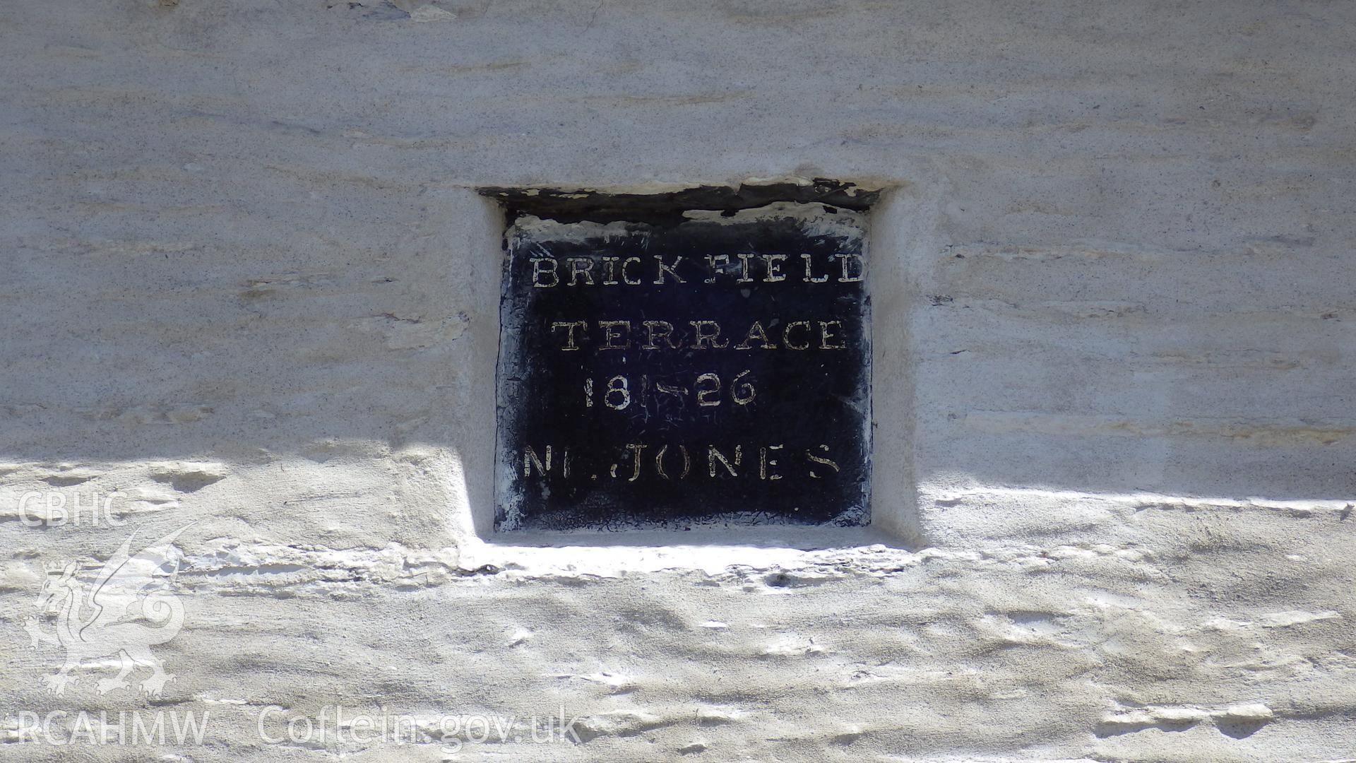 Plaque commemorating buillder (N L Jones) and construction date
