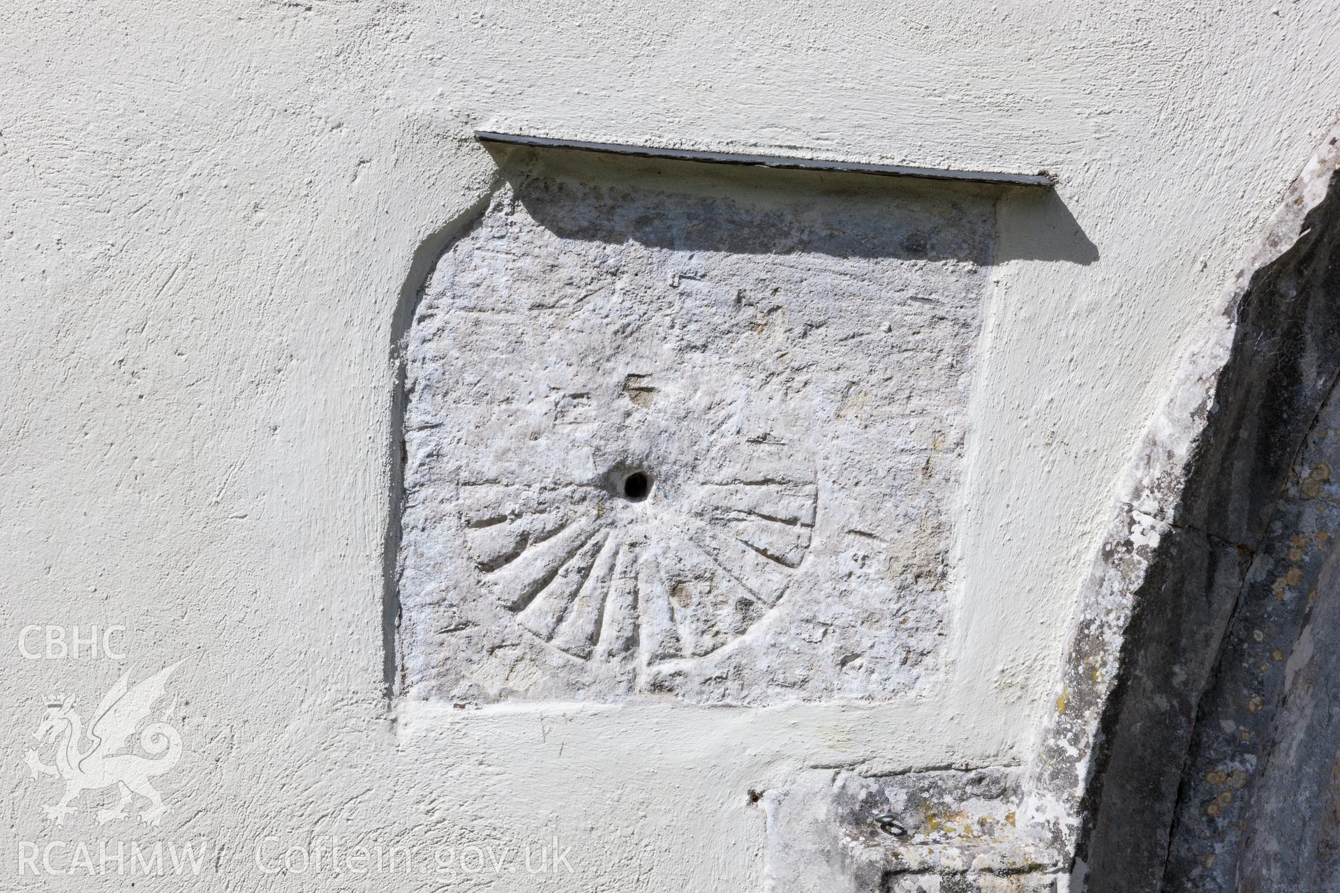 Exterior:  mass dial (scratch dial) on porch