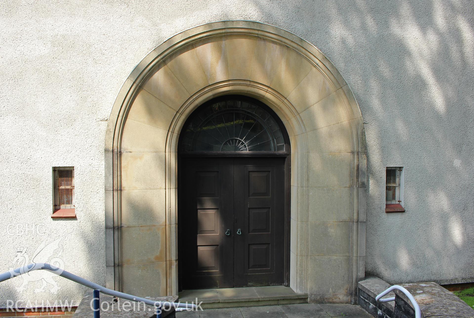 Trinity Chapel, Sketty, detail of east facade doorway