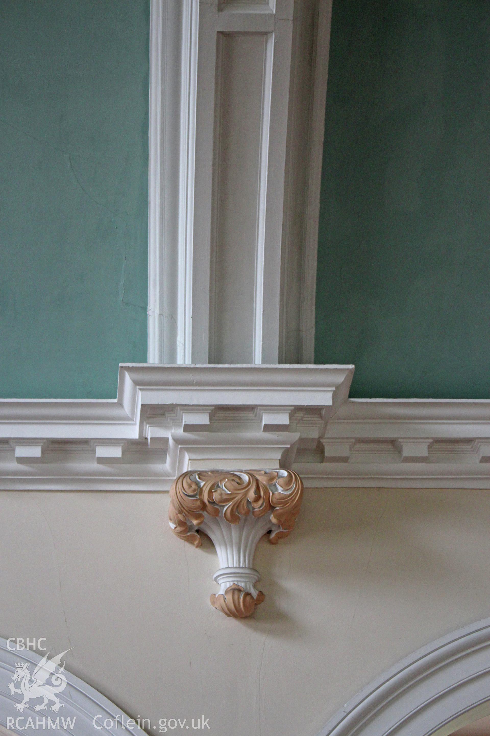 Bethel Independent Chapel, Pen-Clawdd, detail of ceiling corbel.