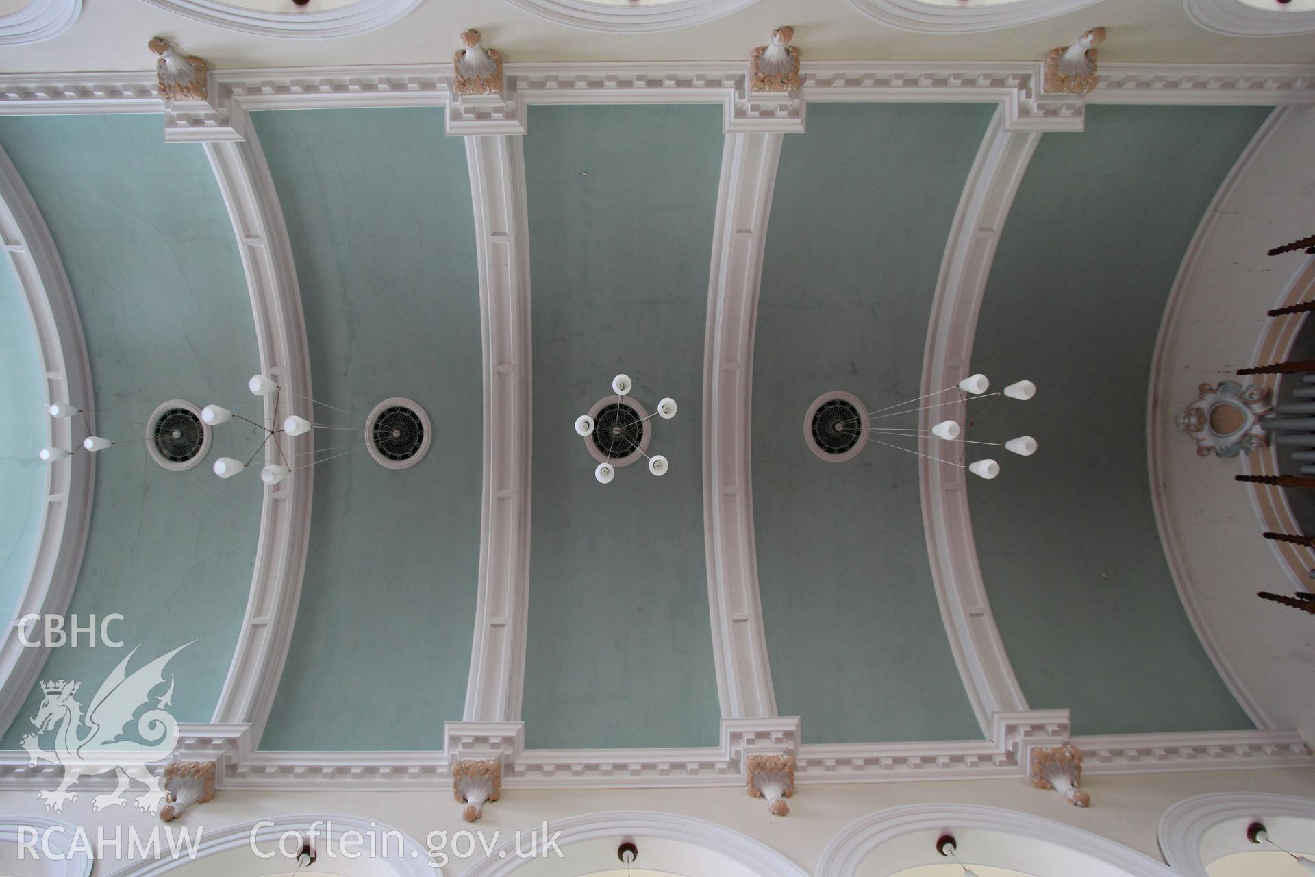 Bethel Independent Chapel, Pen-Clawdd, ceiling of main interior.