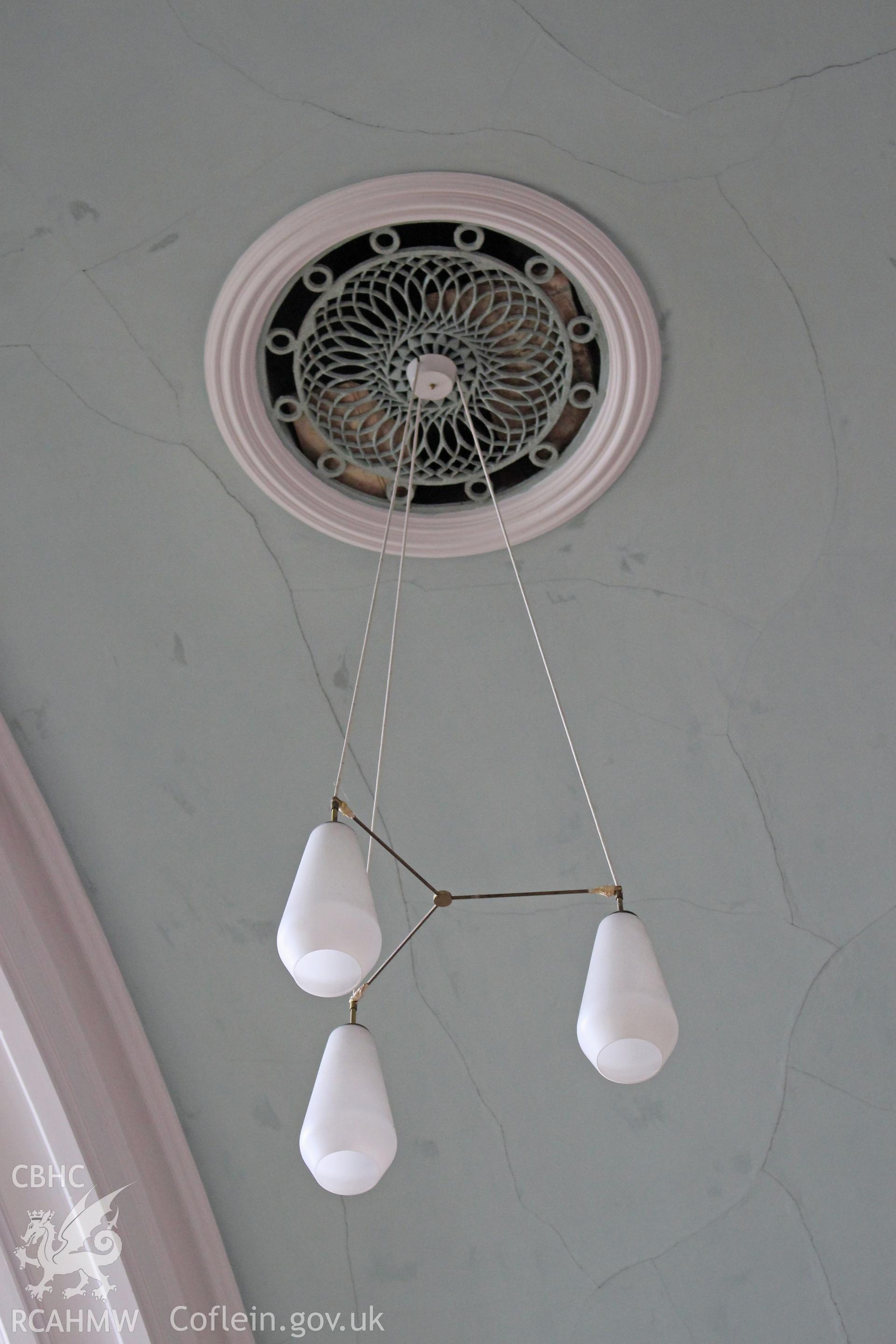 Bethel Independent Chapel, Pen-Clawdd, detail of ceiling light.