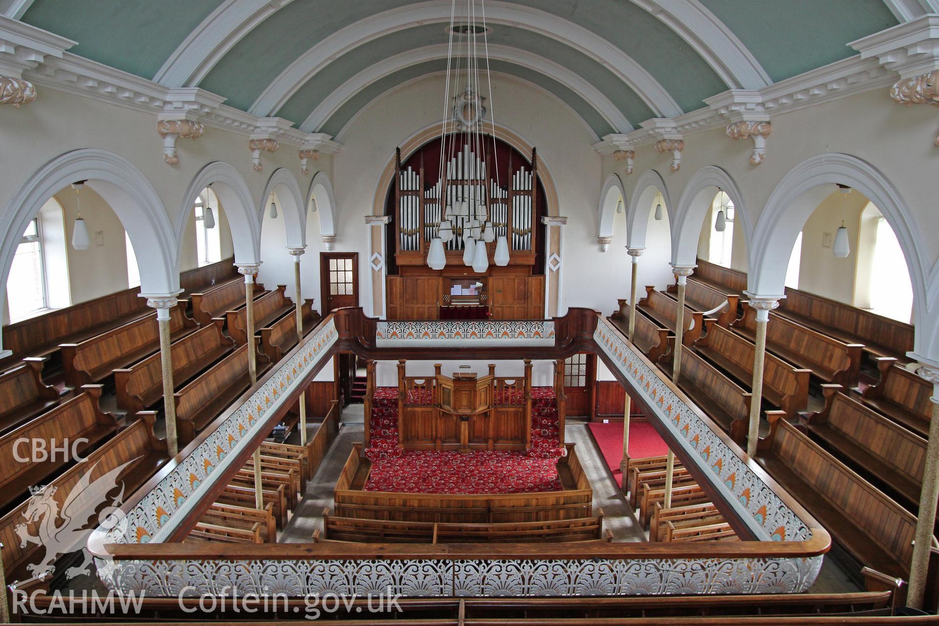 Bethel Independent Chapel, Pen-Clawdd, interior looking south