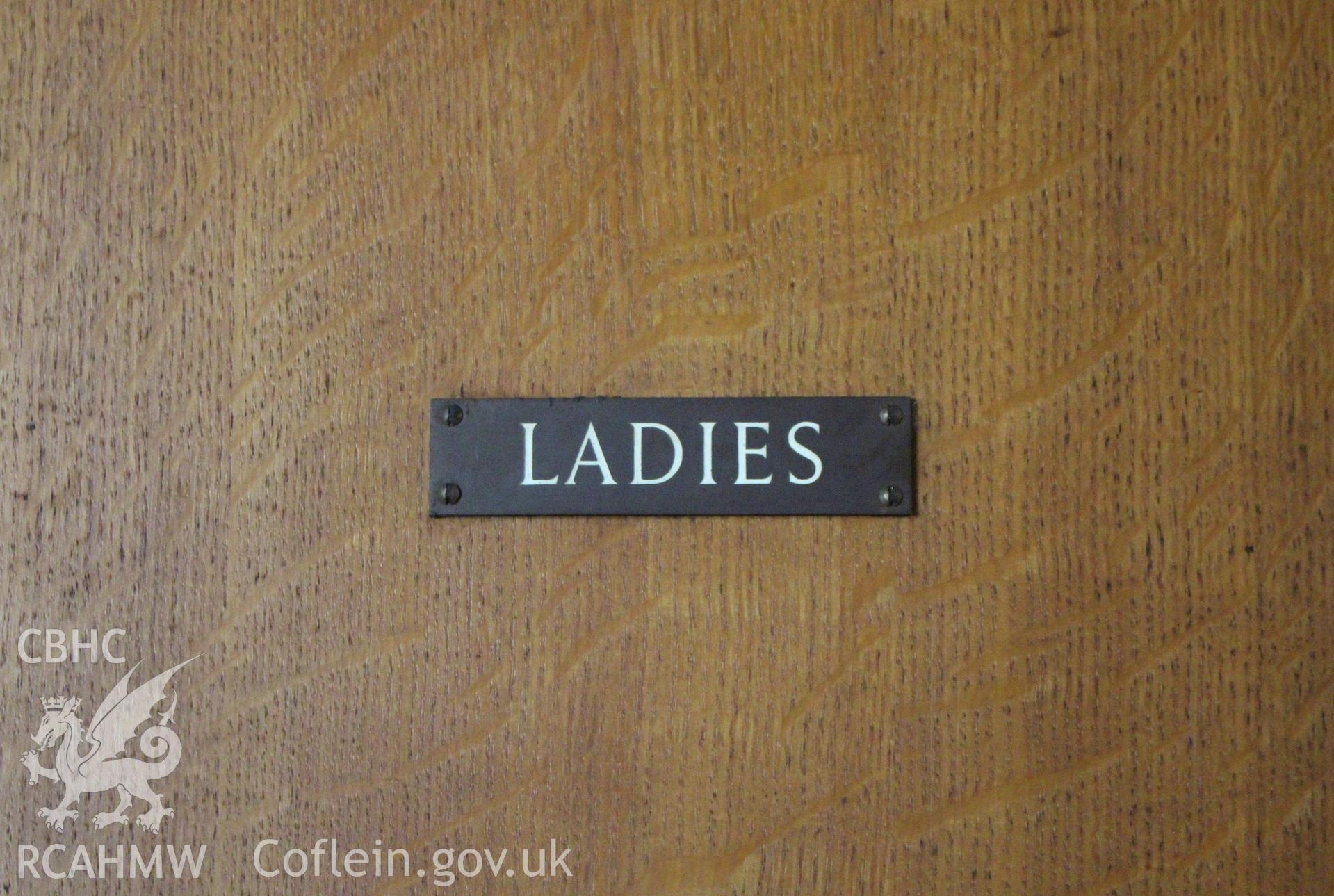 Trinity Chapel, Sketty, detail of 'Ladies' sign