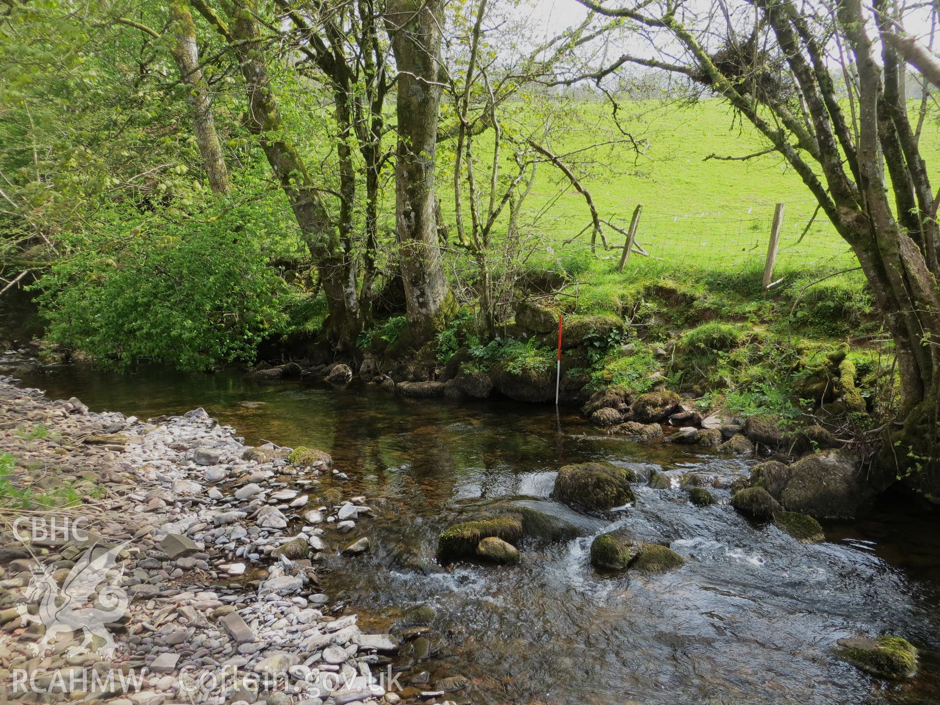 Abutment of weir from the south-east; 1m scale.