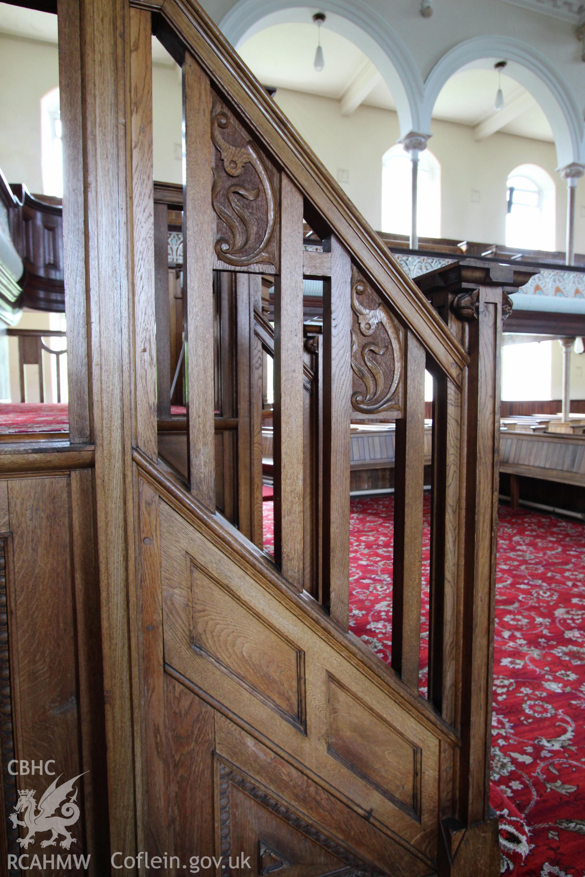 Bethel independent Chapel, Pen-Clawdd, detail of pulpit stairs