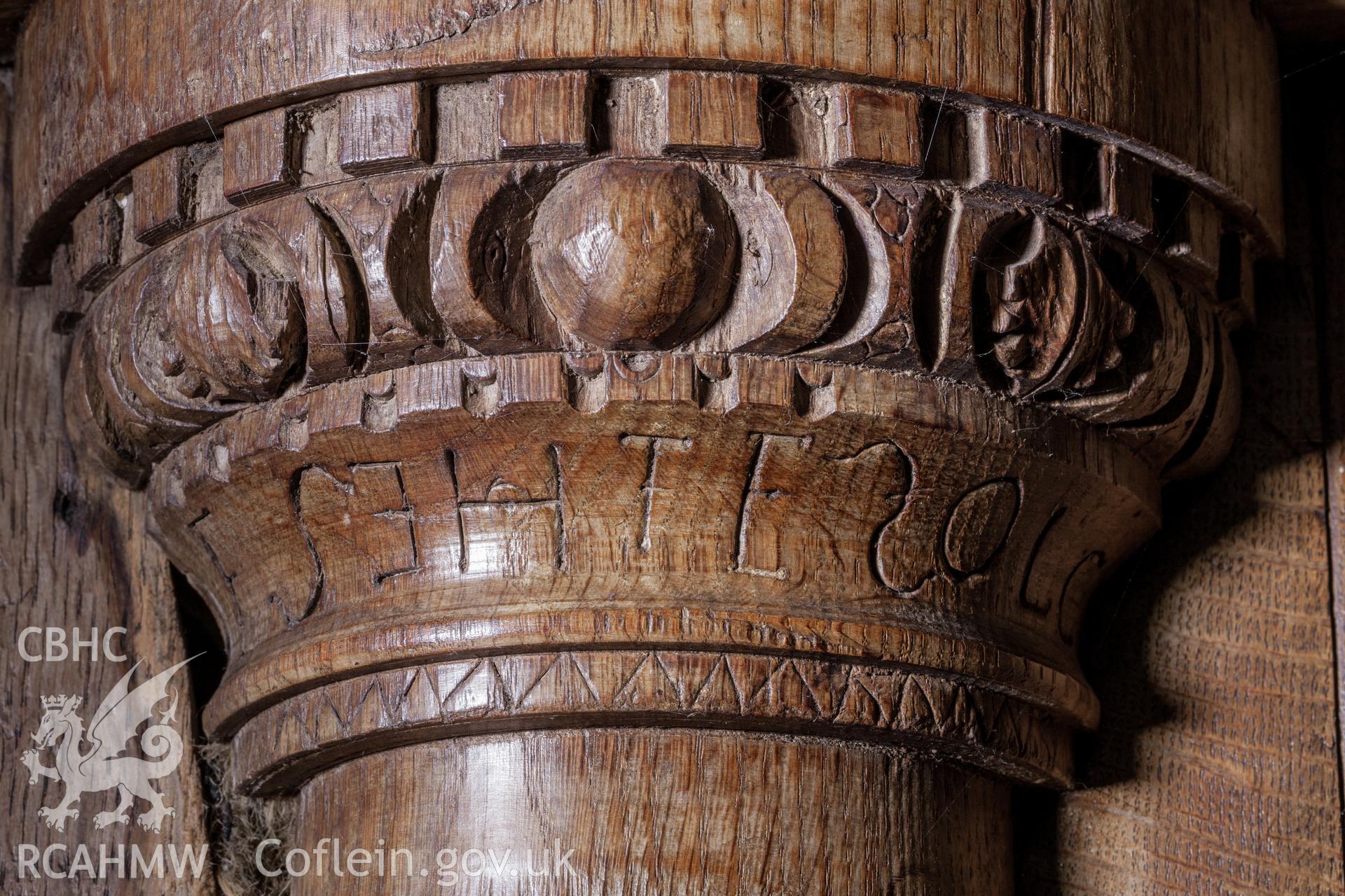 Detail of inscription on column bosses