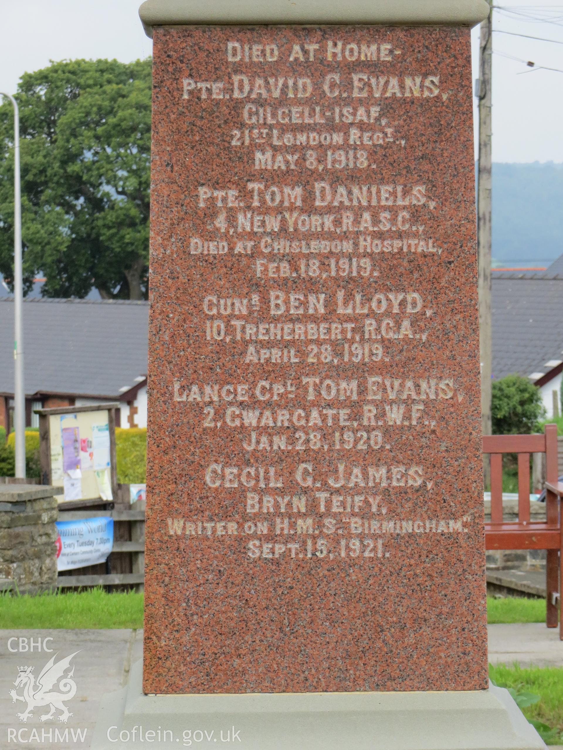 North-west face inscription.