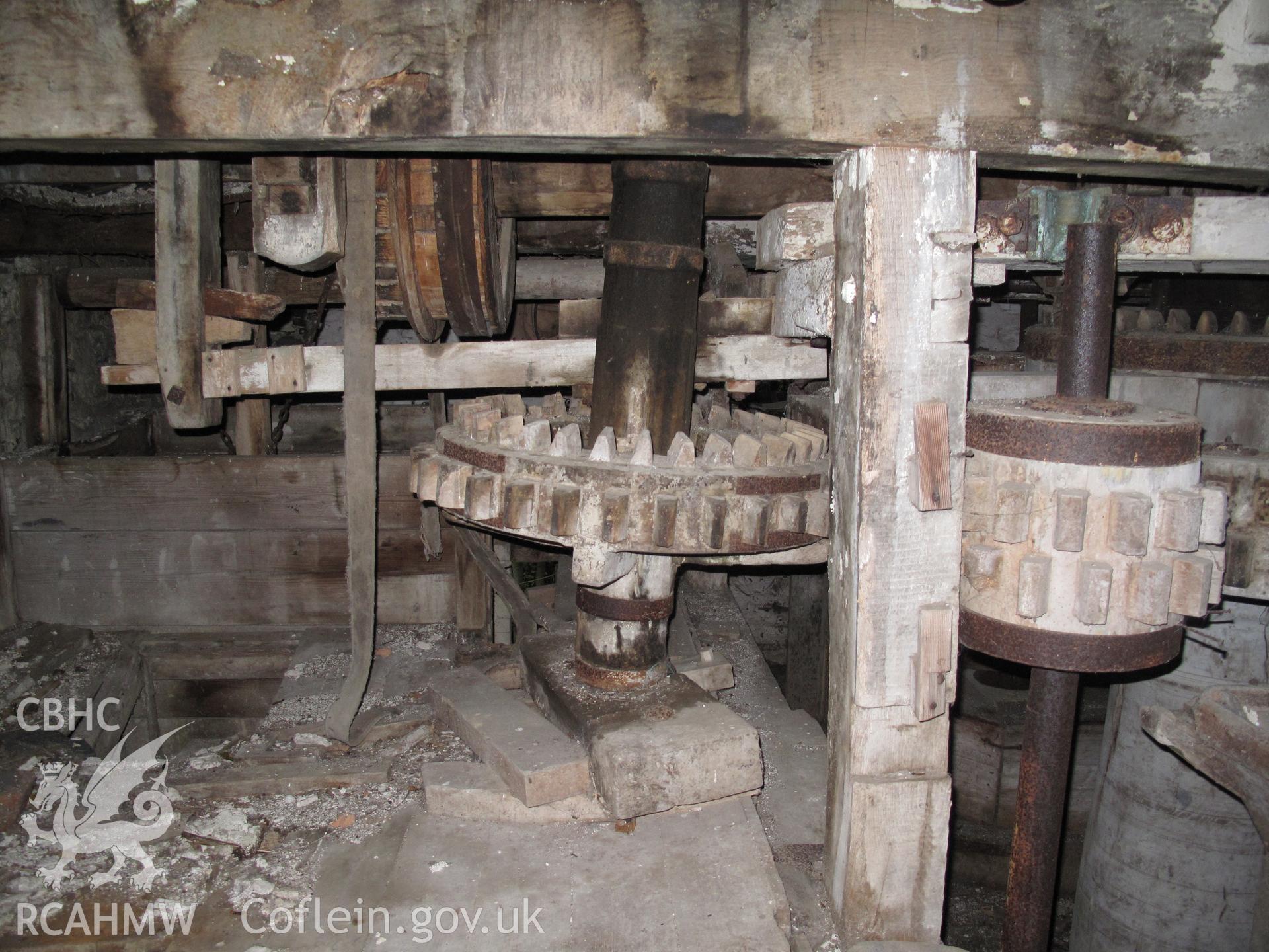 Drive to stones and sack hoist, Rhydlydan Mill, Aberhafesp.