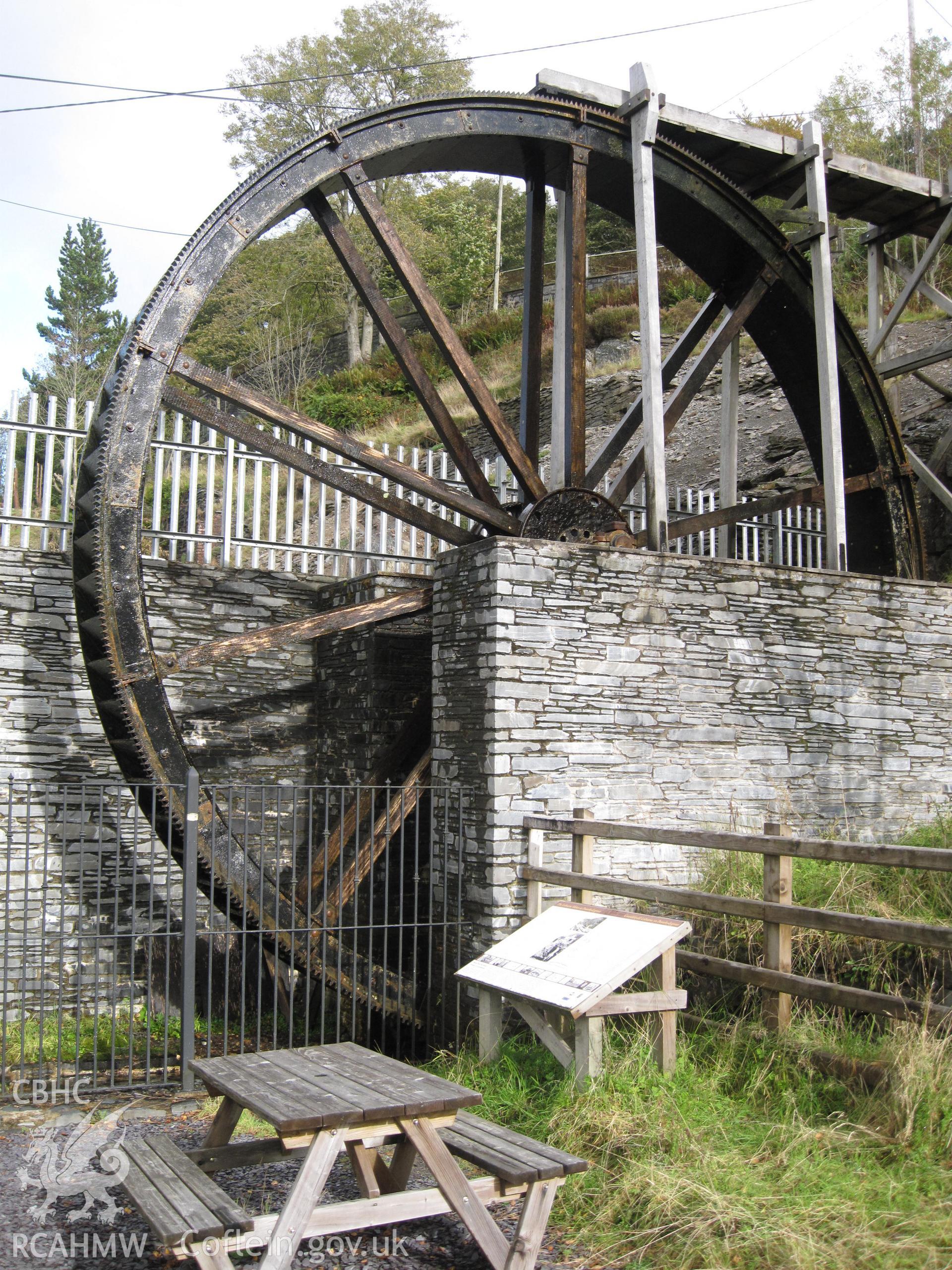General view of Pontrhydygroes waterwheel from the southwest.